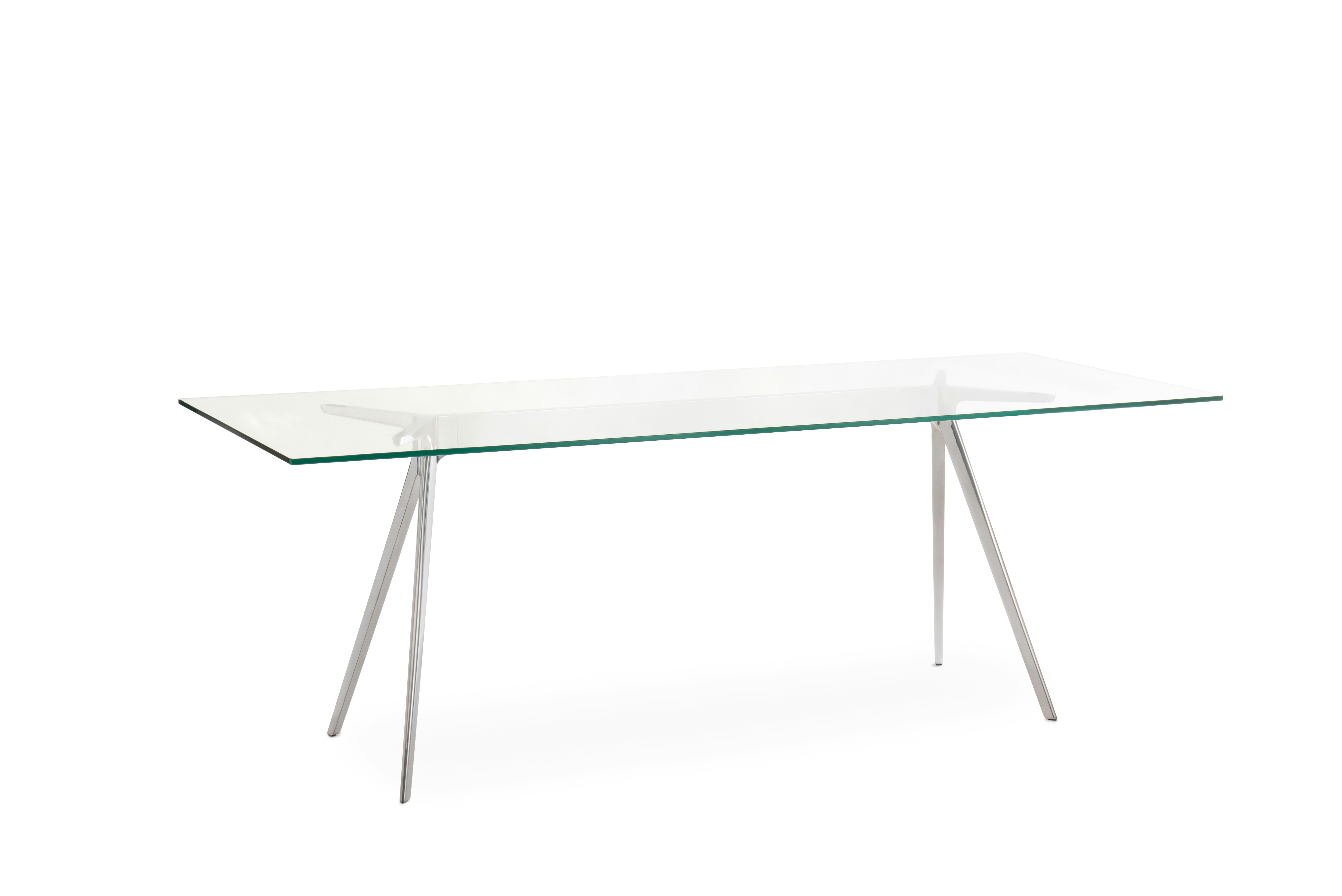 Baguette Table - 33 x 80,  Glass and Polished Aluminum