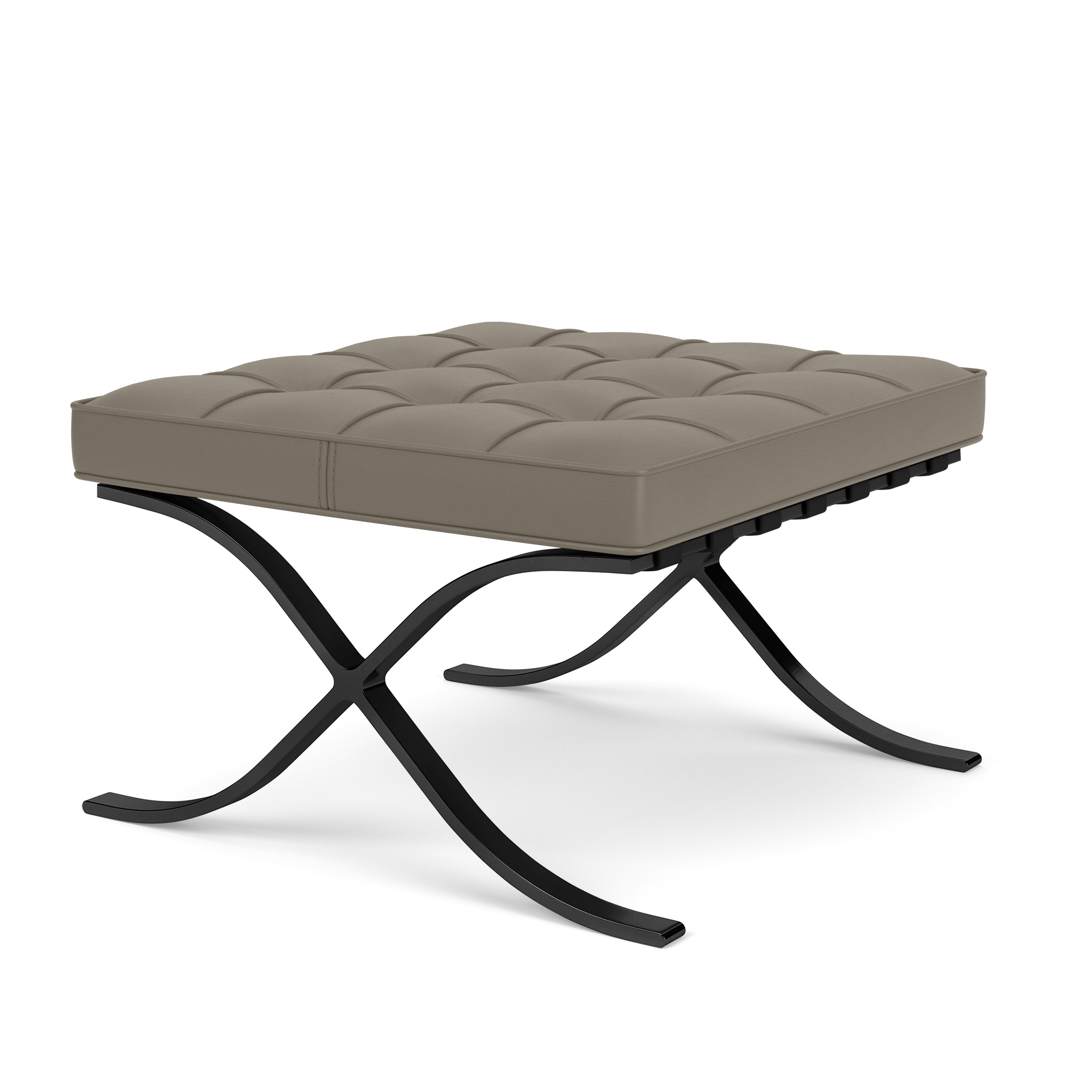 Barcelona Stool in Acqua Leather,  Aquitania,  Black