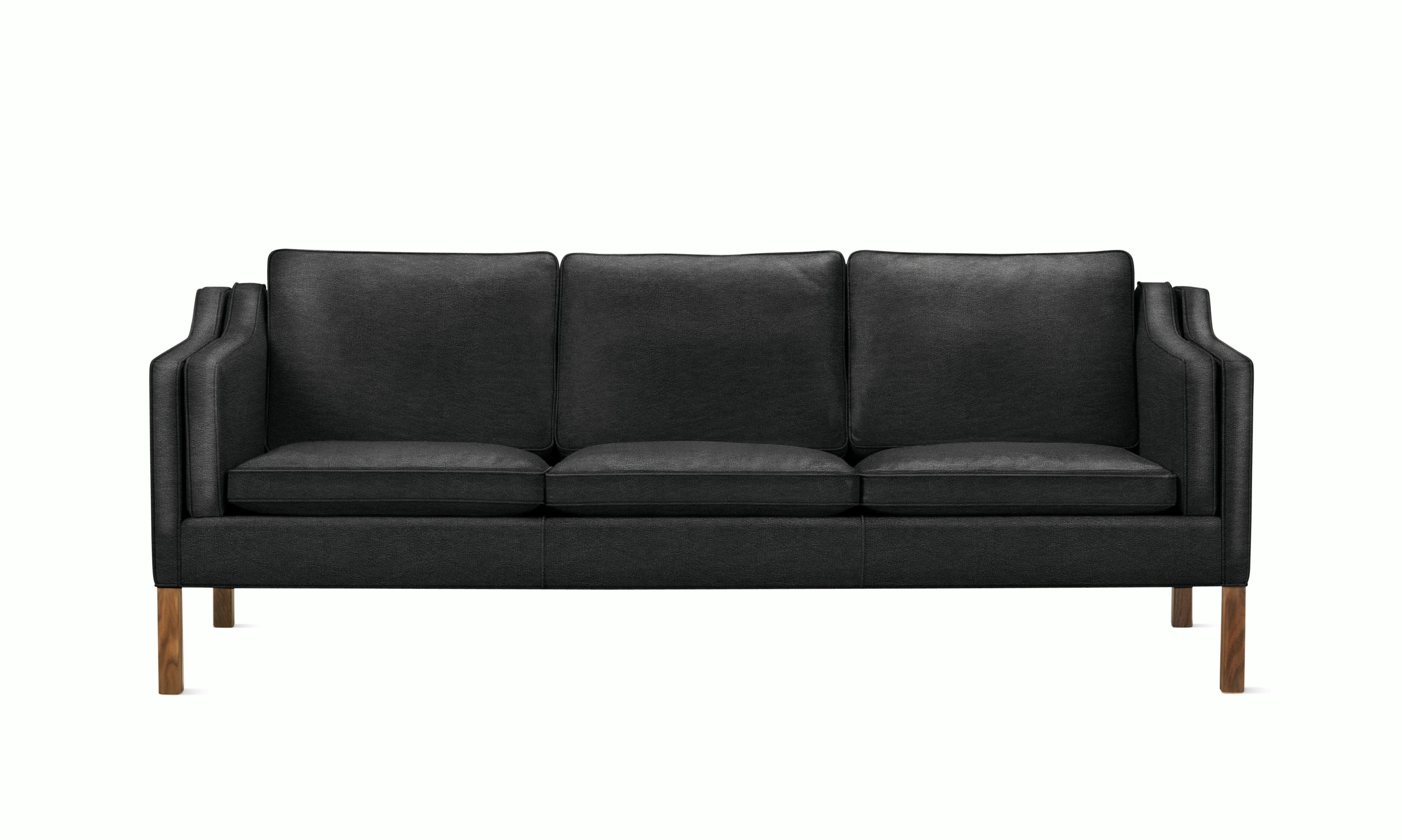 A Mogensen Sofa in walnut f viewed from the front.