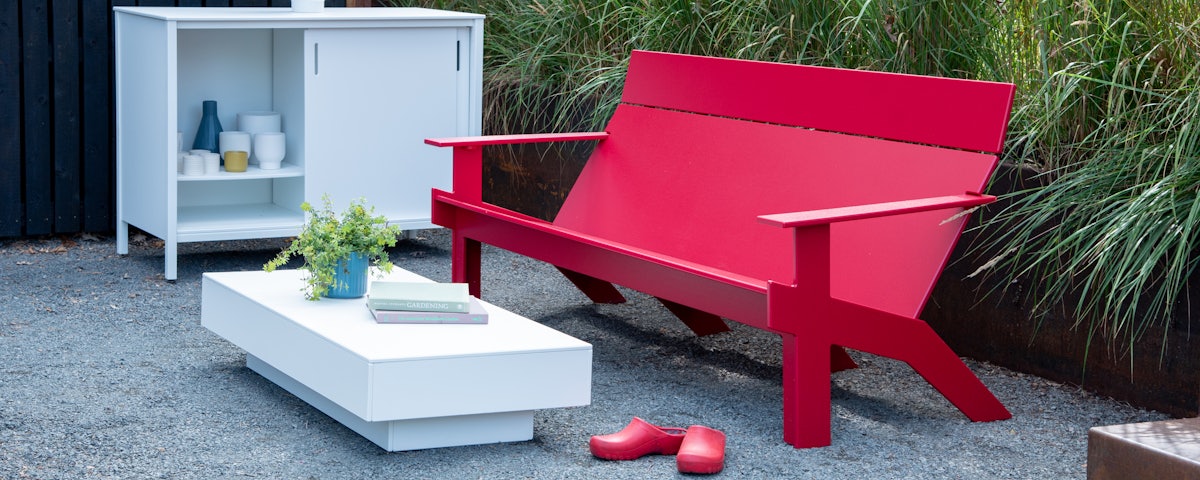 A La Carte Cabinet in a courtyard setting