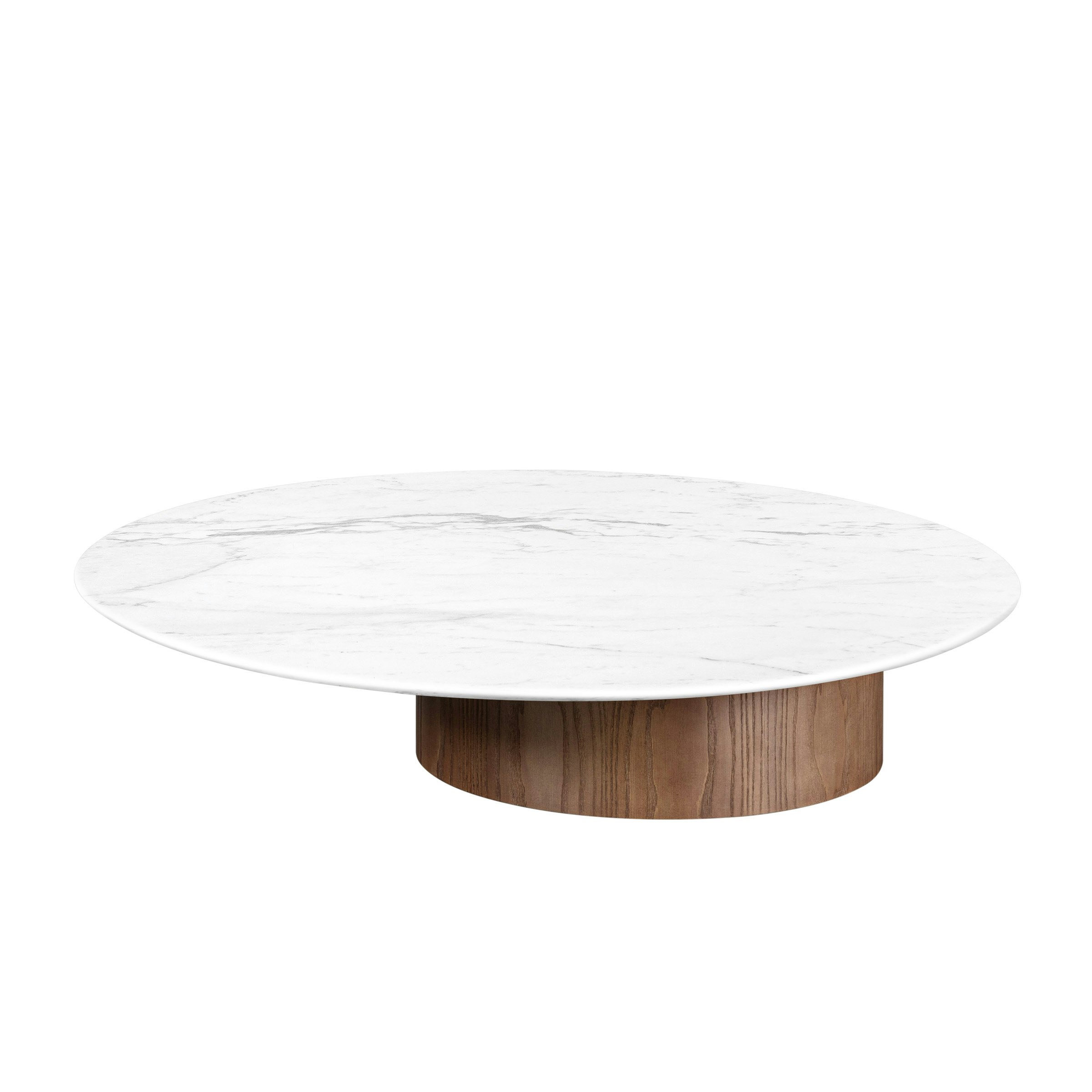 A Myon Coffee Table in Carrara viewed from the front.