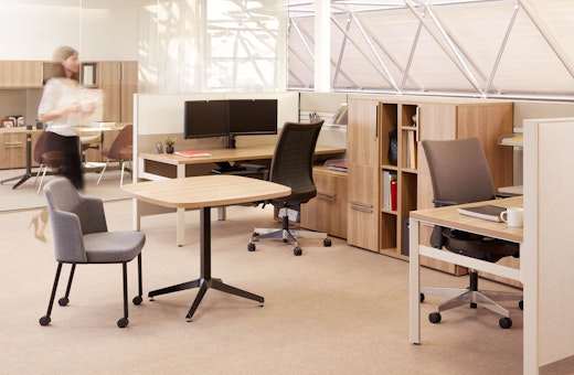 laminate fronts wood grain laminate personal storage filing cubby bin p-leg slatwall marker board panel credenza storage tower slat wall x-base table