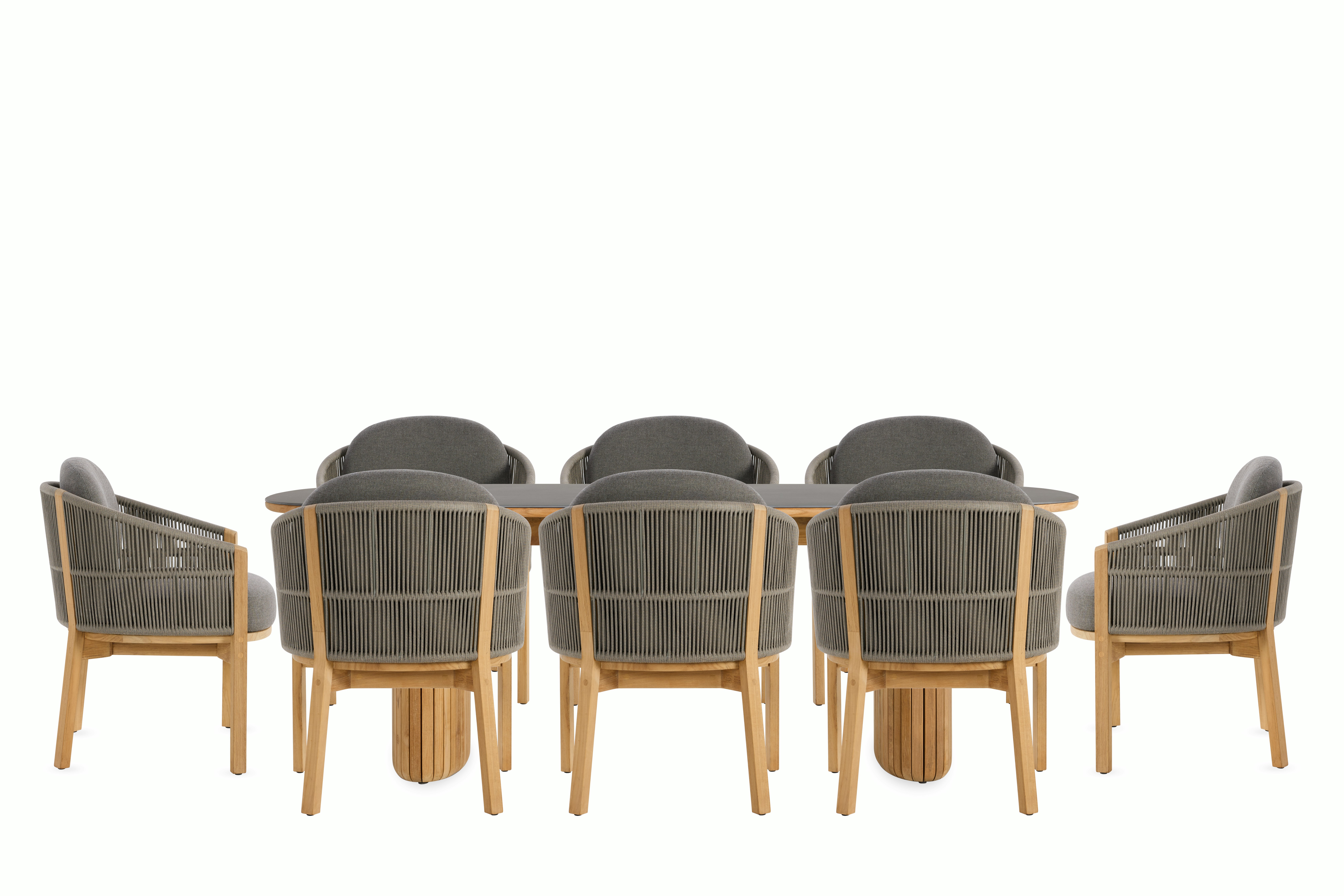 Softlands Dining Set - Oval Table & 8 Dining Chairs, Blend Coal, 2.0