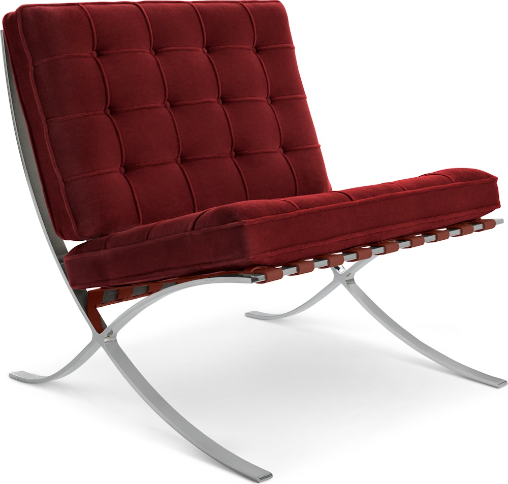 Barcelona Chair in Knoll Velvet,  Flamenco,  Polished Chrome