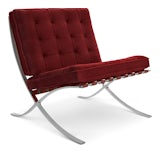 Barcelona Chair in Knoll Velvet,  Flamenco,  Polished Chrome Barcelona Chair in Knoll Velvet,  Flamenco,  Polished Chrome