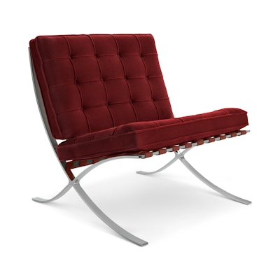 Barcelona Chair in Knoll Velvet,  Flamenco,  Polished Chrome Barcelona Chair in Knoll Velvet,  Flamenco,  Polished Chrome
