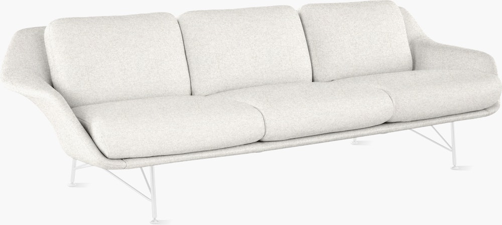 Striad Low Back Sofa in Wire Base White,  Luce,  Blanched