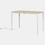 Spout S2S Table - 30" x 60"",  Veneer Clear on Ash,  Studio White,  Without Cable Tray,  With Storage Drawer,  Standard Height"