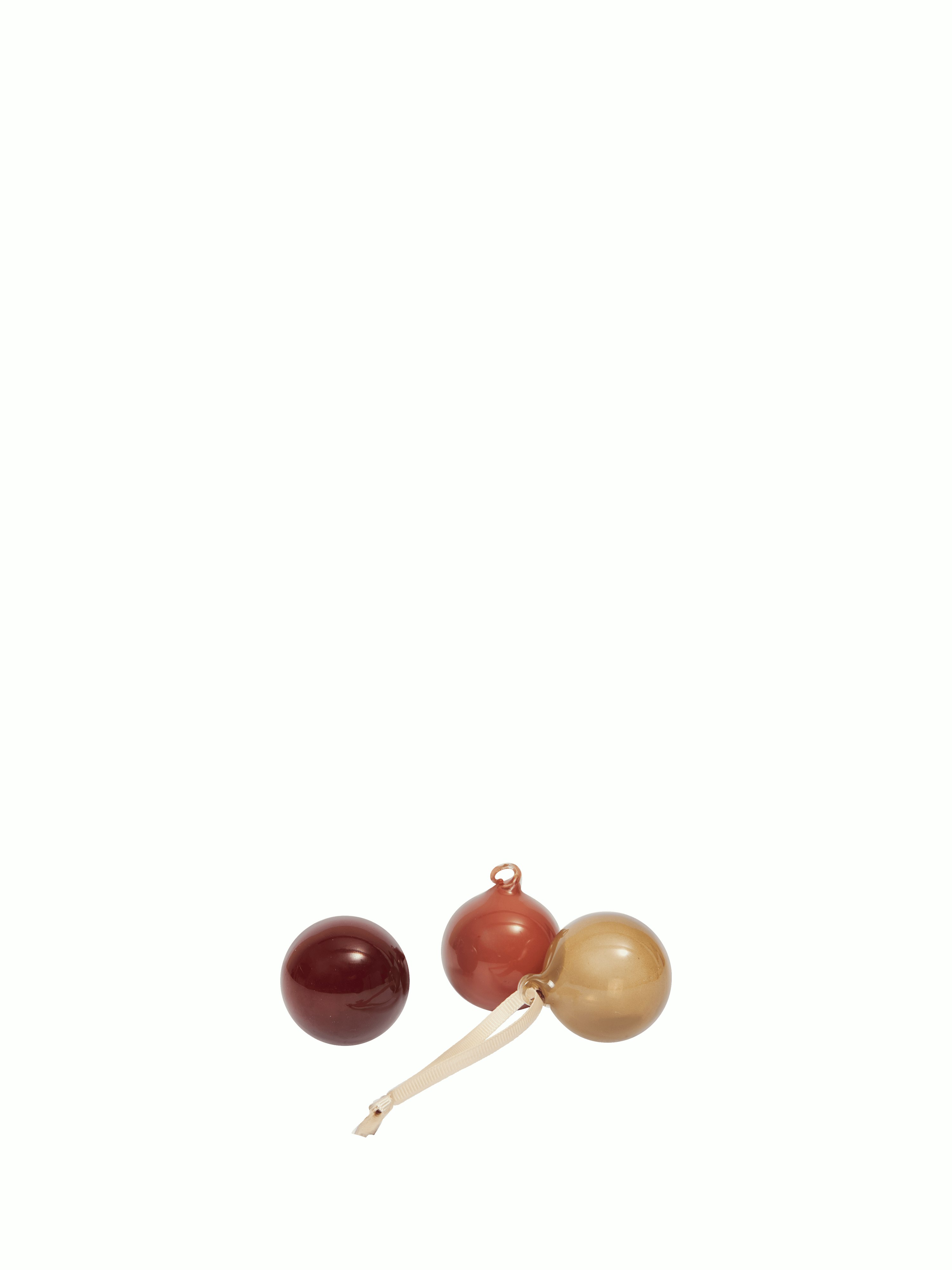 A Glass Baubles, Set of 3 in Small, Roseate Opaque viewed from the front.