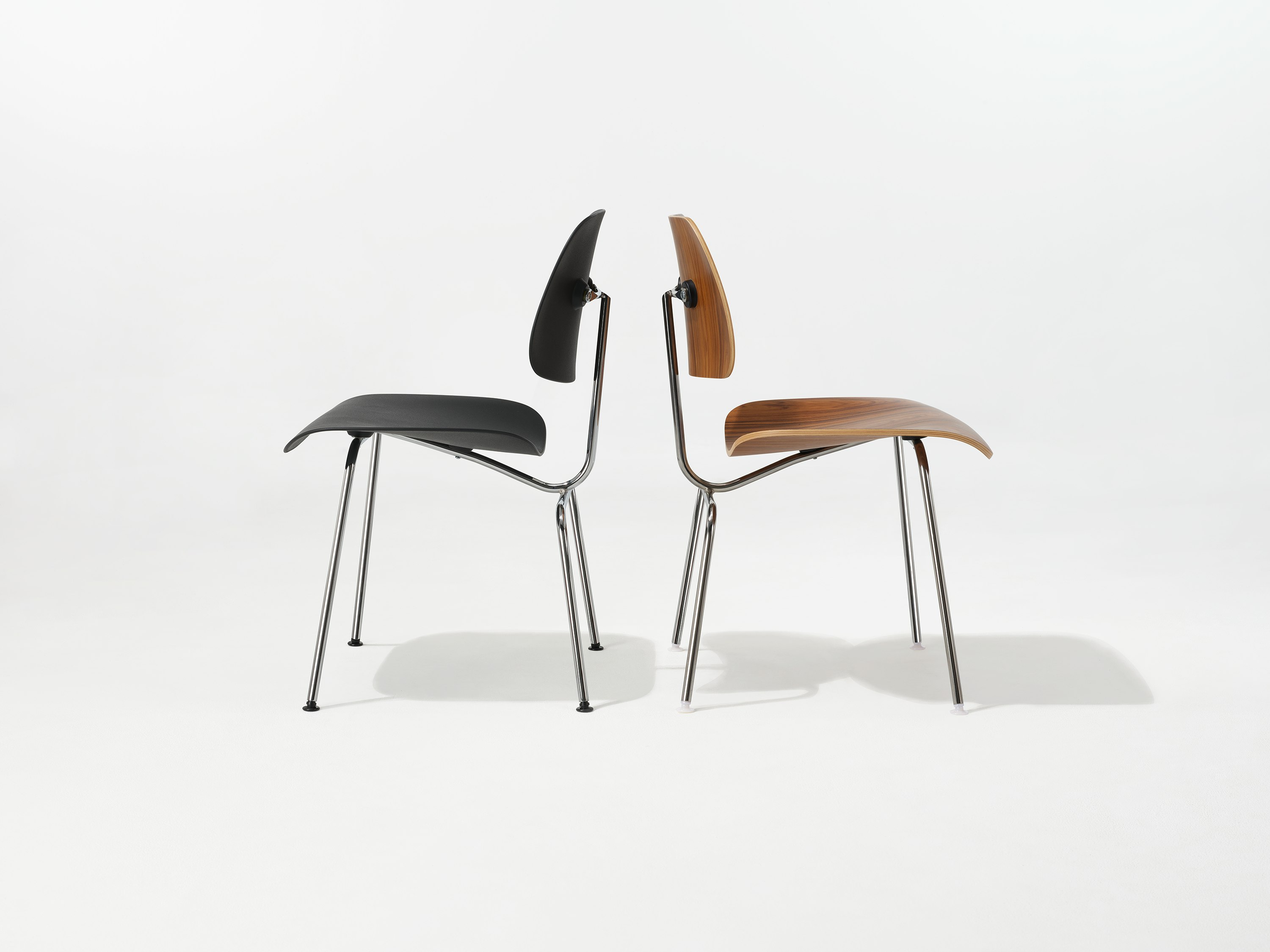 DCM Wooden and Eames Molded Plastic Dining Chair (EC-127) in black