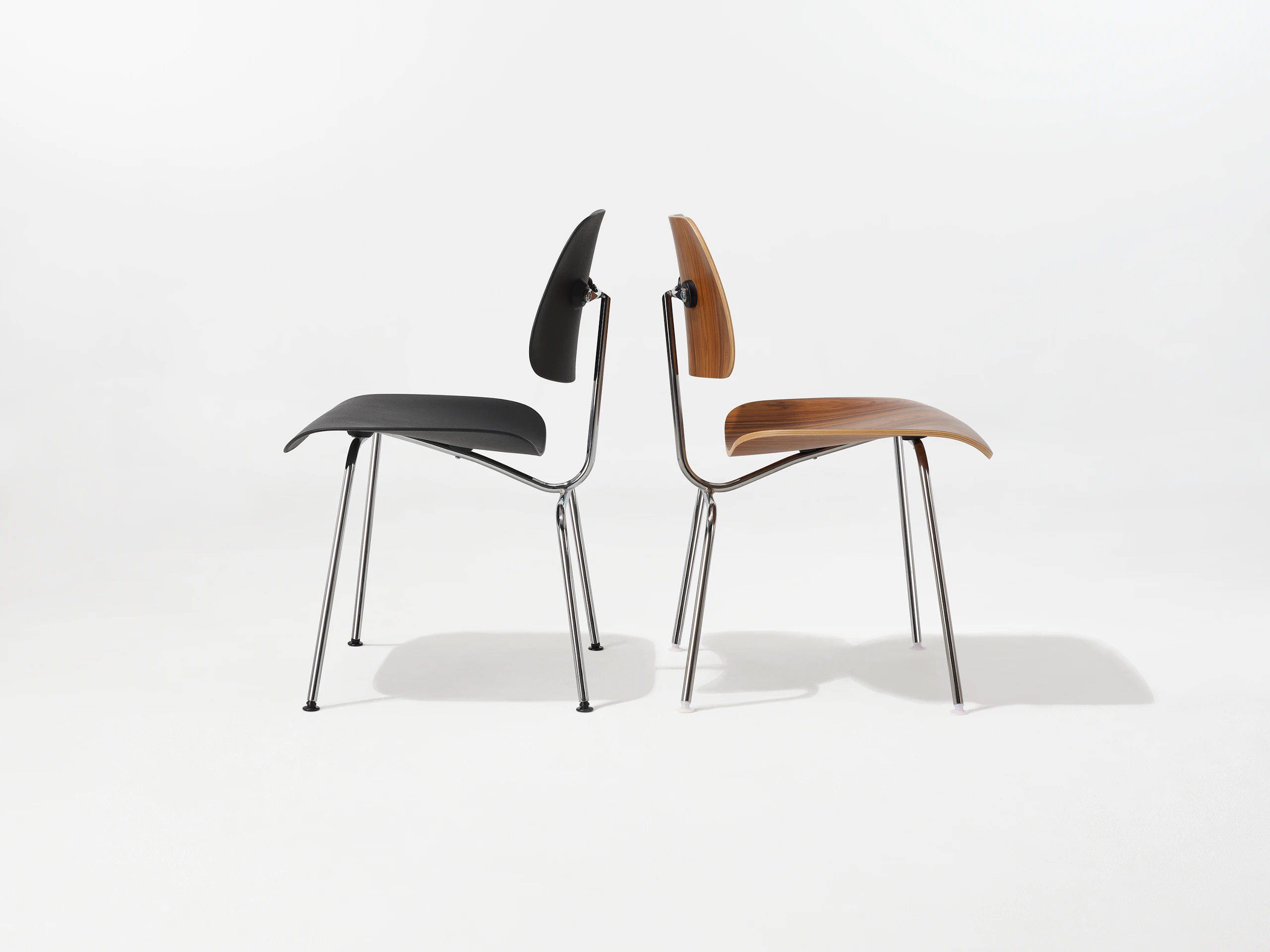 DCM Wooden and Eames Molded Plastic Dining Chair (EC-127) in black