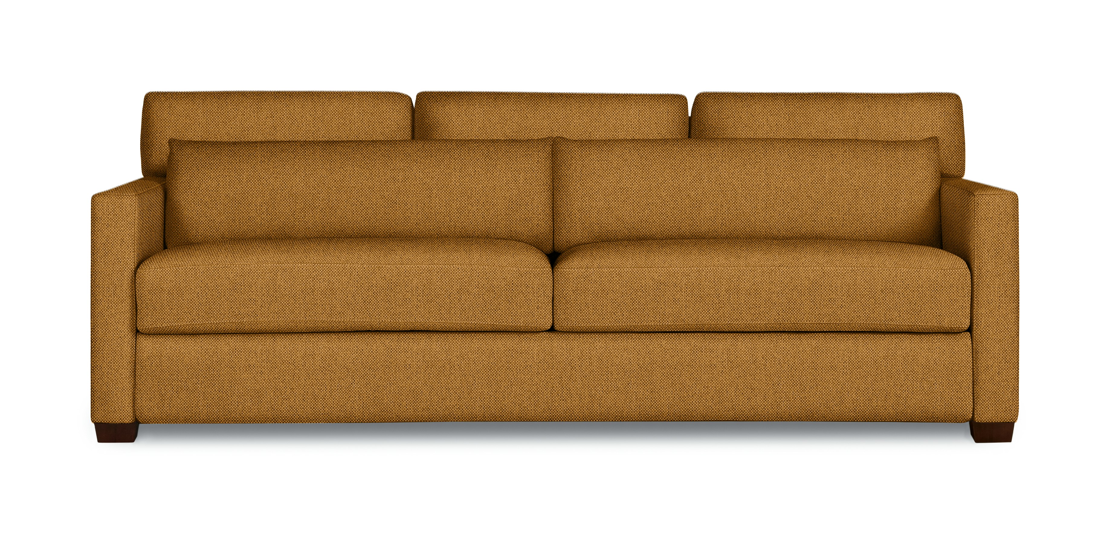 A Vesper Sleeper Sofa in Nutmeg Viewed from the front.