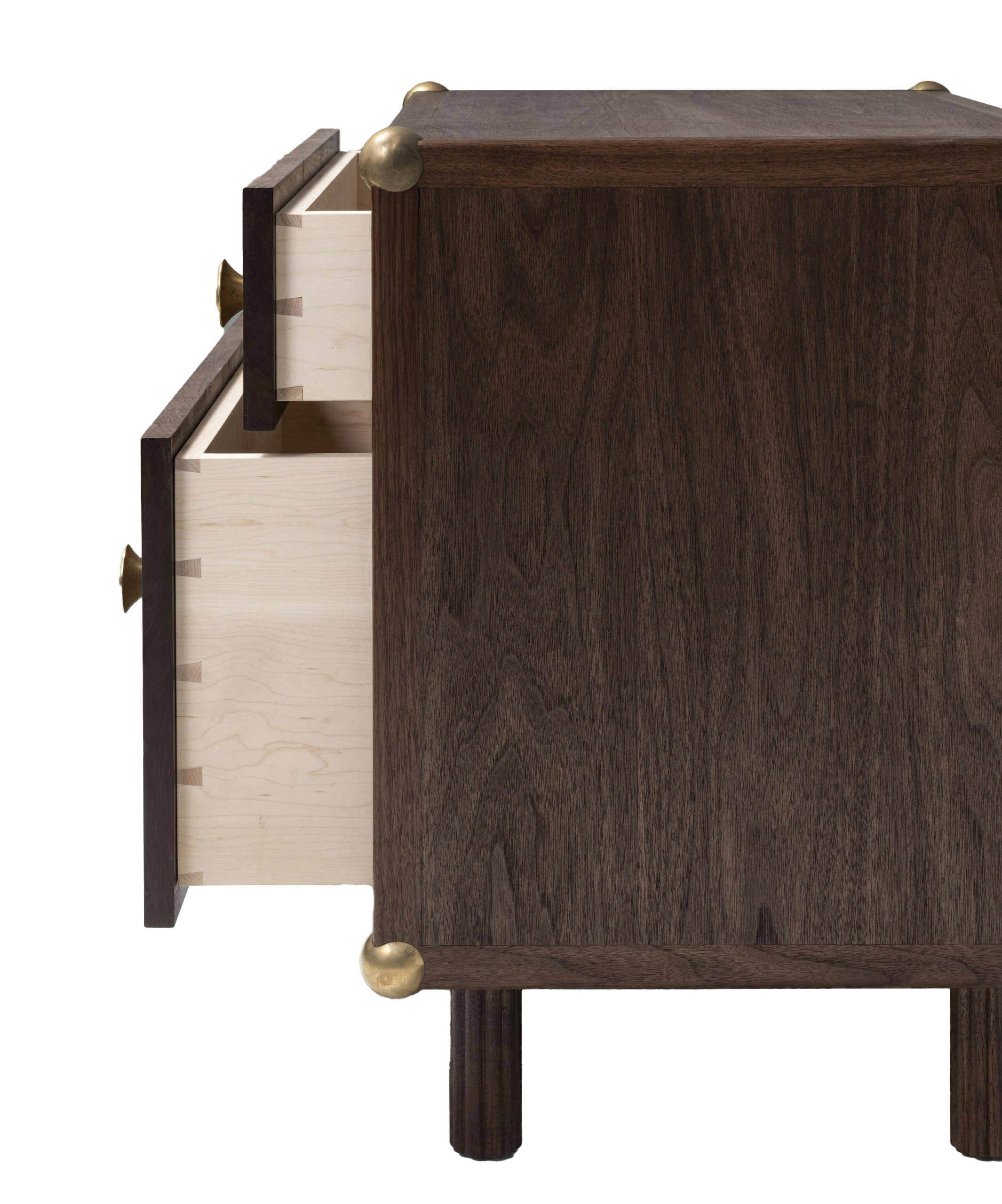 Lafayette Bedside Table - Black Walnut, Unlacquered Brass