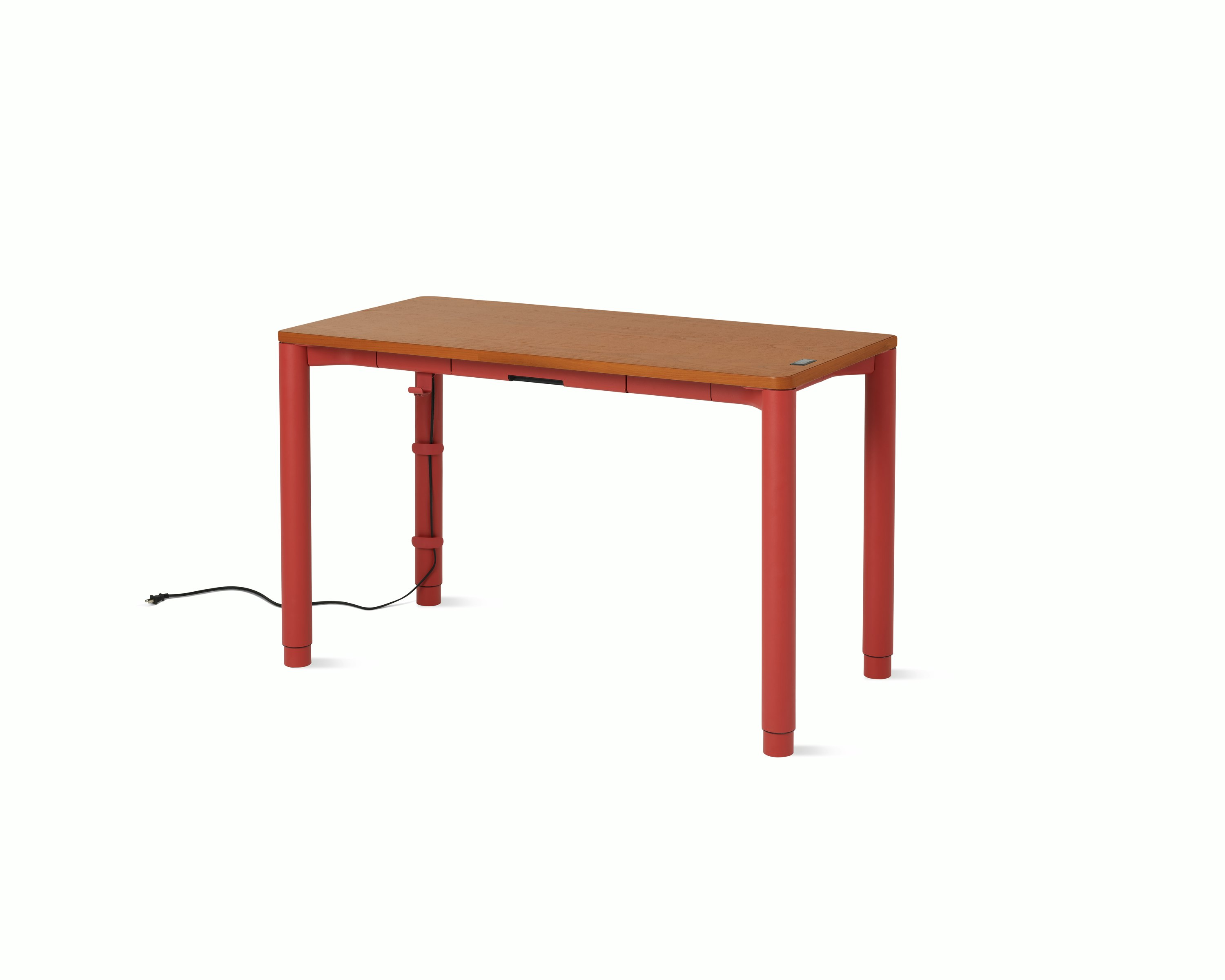 Spout S2S Table - 24" x 48"",  Veneer Walnut,  Canyon,  With Cable Tray,  With Storage Drawer,  Standard Height"