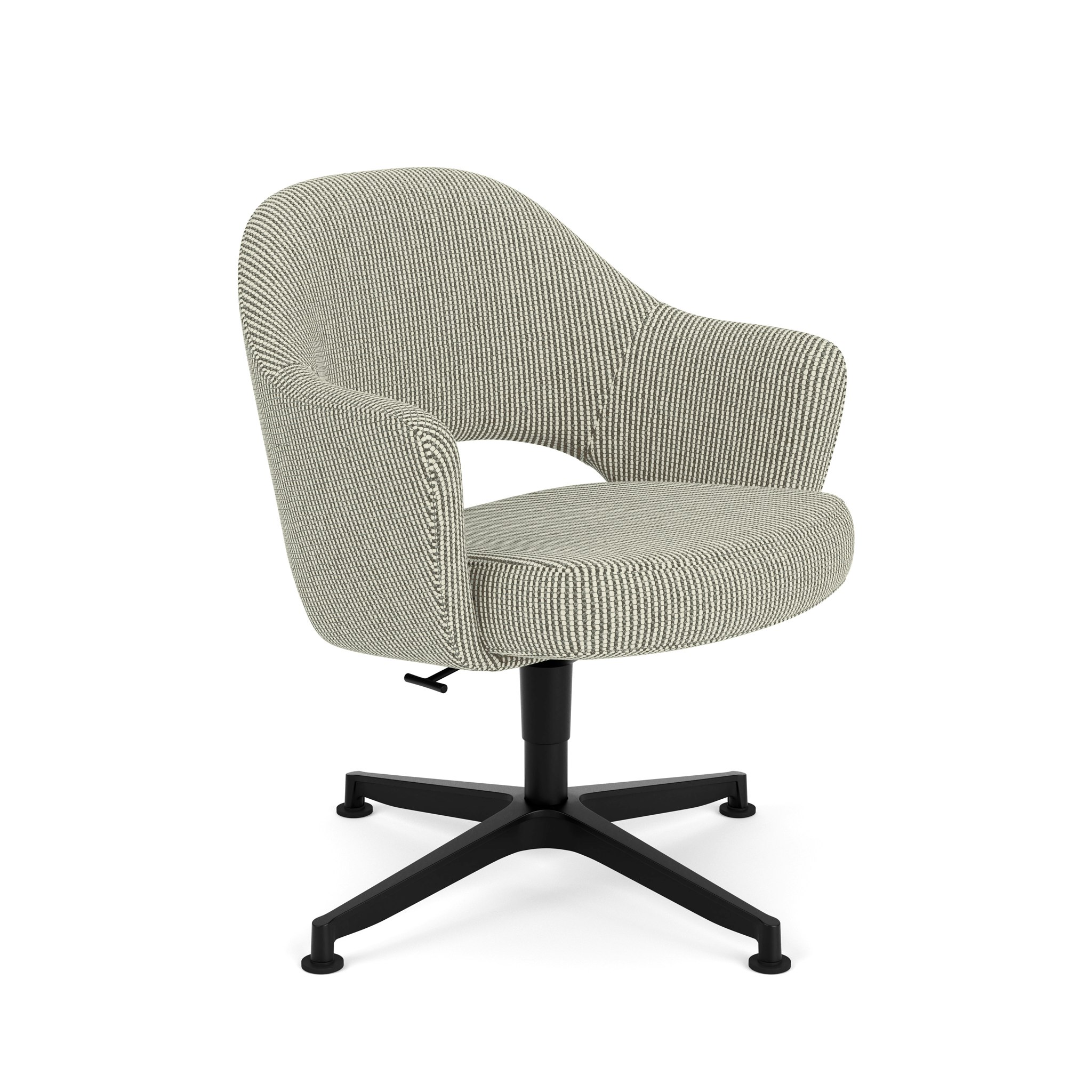 A Saarinen Executive Office Armchair in Cato: Vanilla with a Black base viewed from an angle.