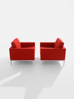 Florence Knoll Lounge Chairs in Cato red 