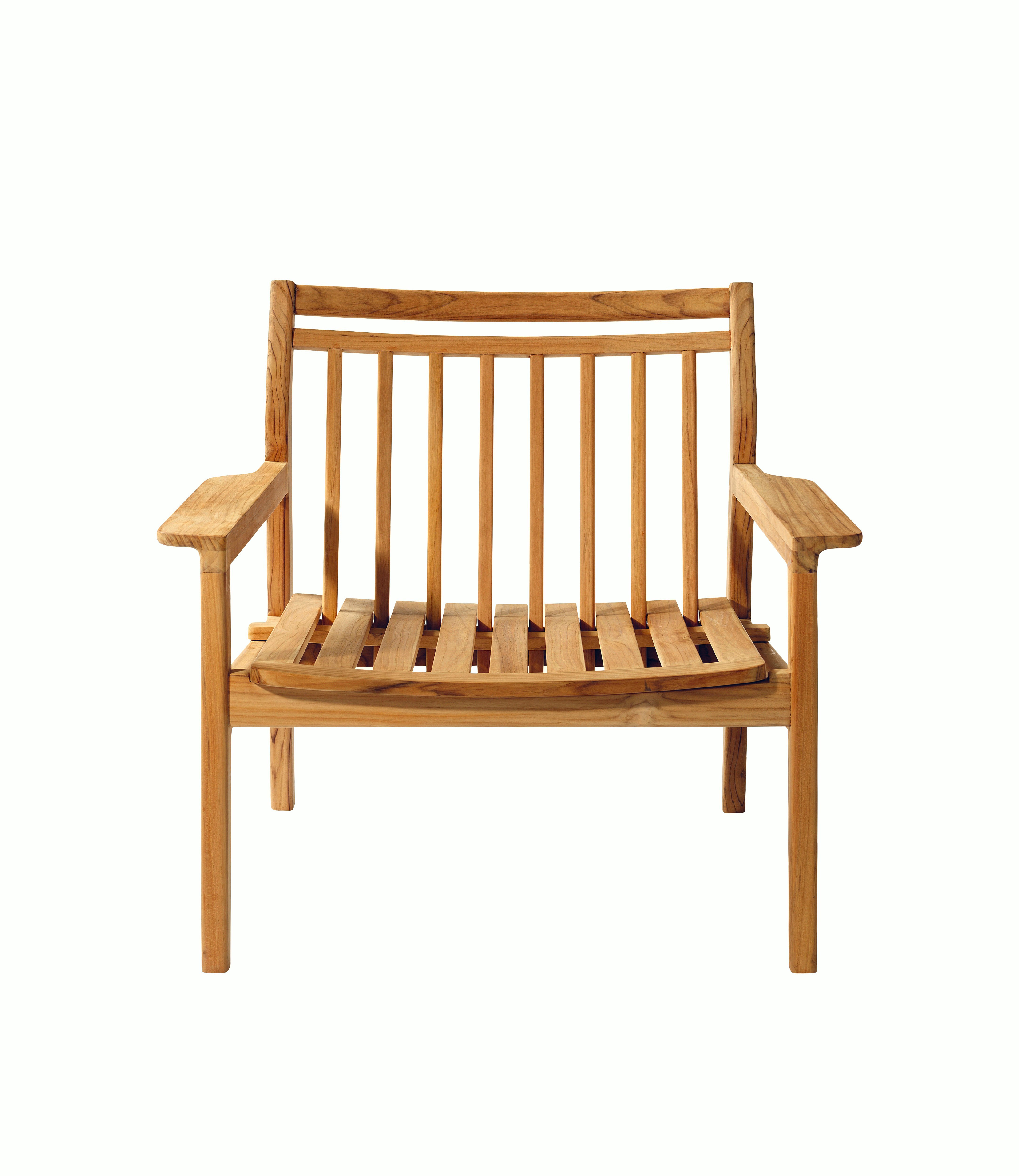 Sammen Outdoor Lounge Chair in Natural Teak viewed  from the front