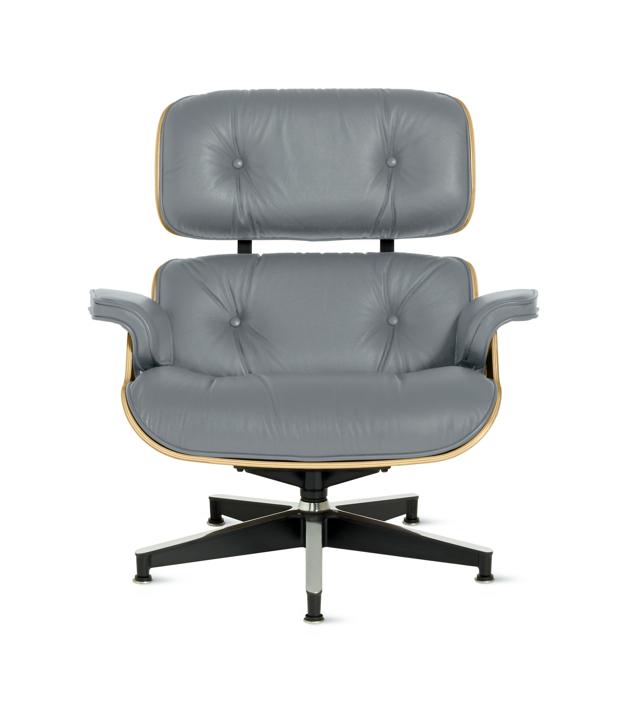 Eames Lounge Chair,  Front View - Santos Palisander - All Grain,  Mercury