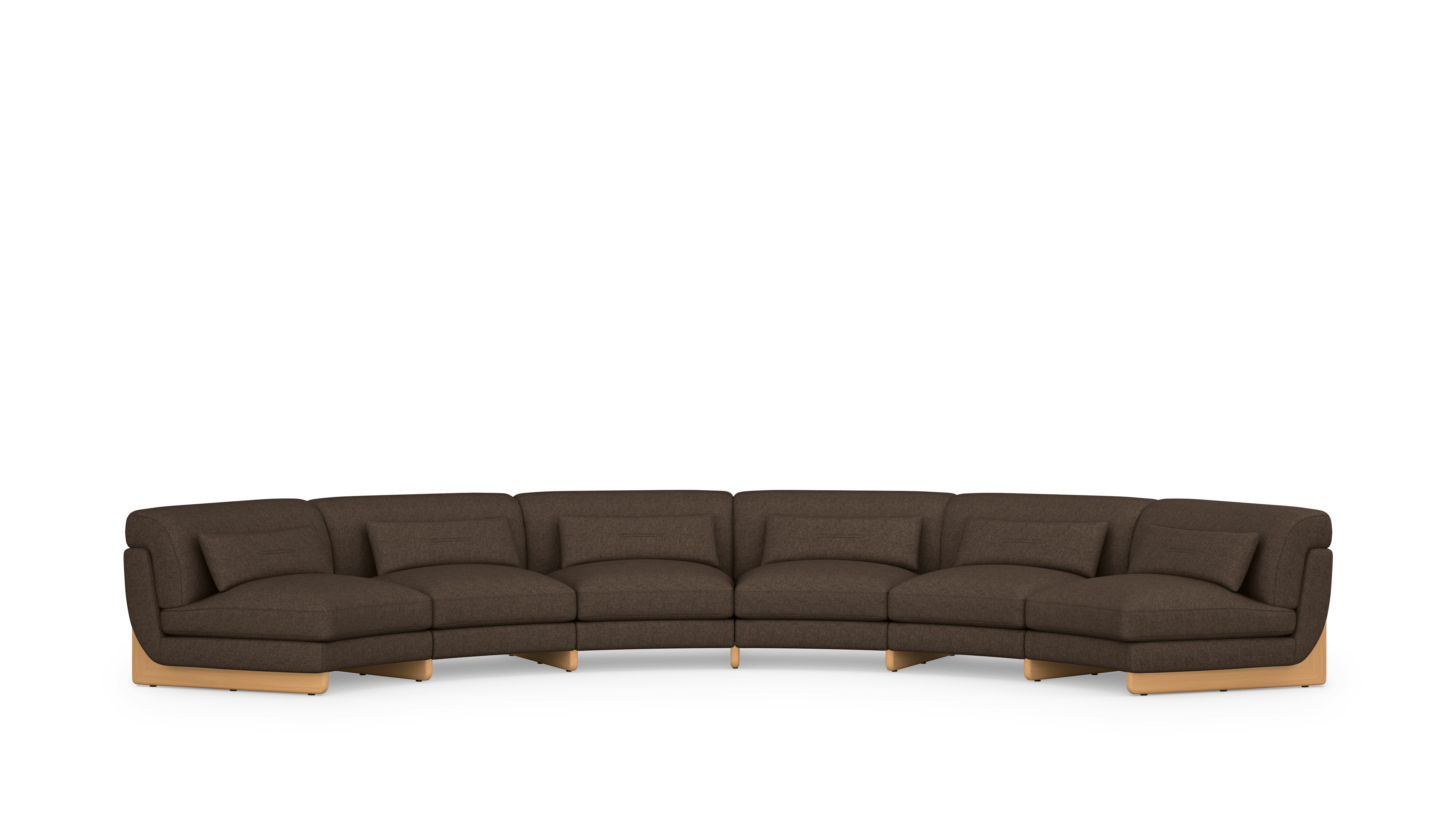 Contra Wedge Sectional - 6 Seat, Pecora, Chocolate , Oak