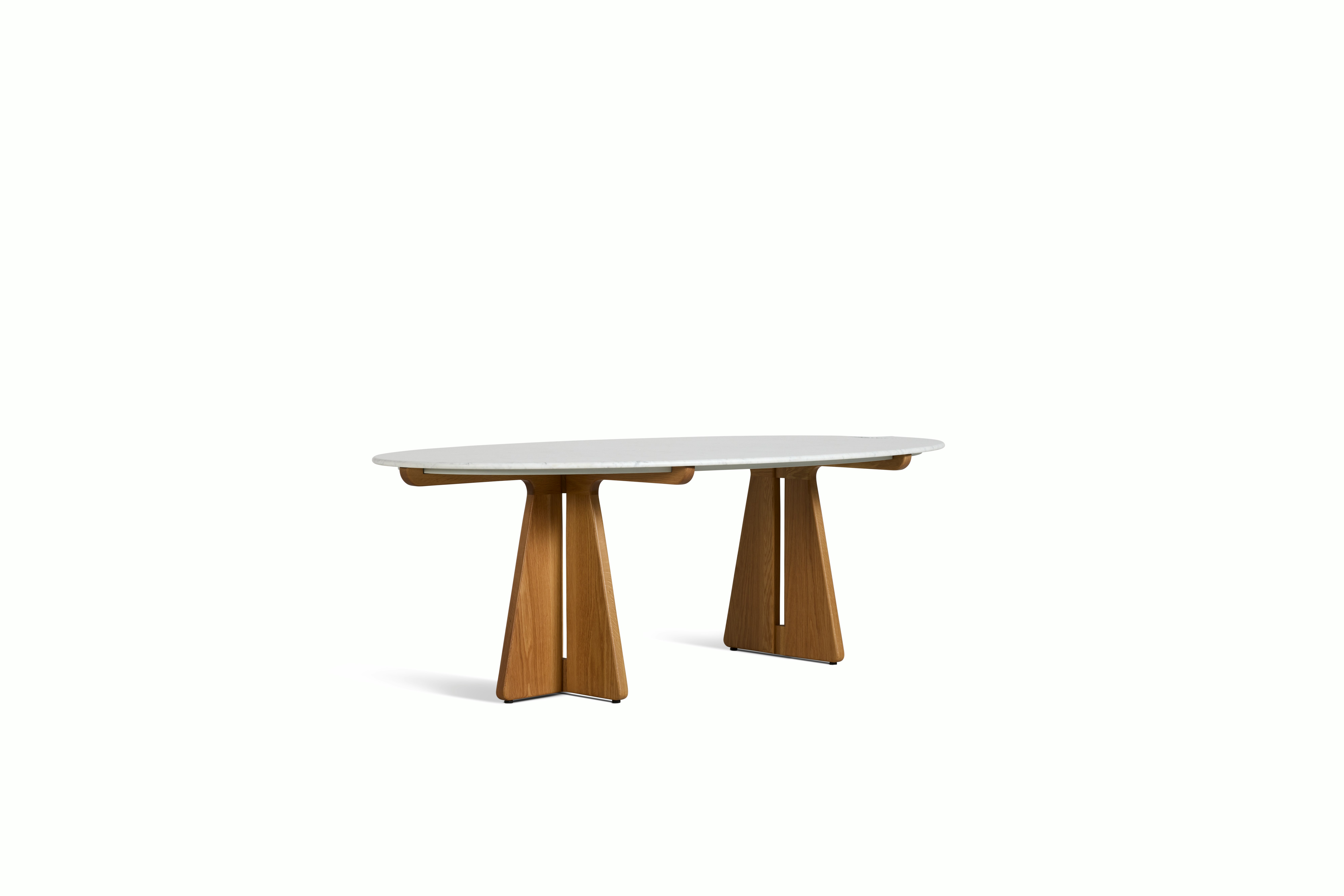 Pinna Dining Table - Oval, 90 Inch, Carrara, White Oak