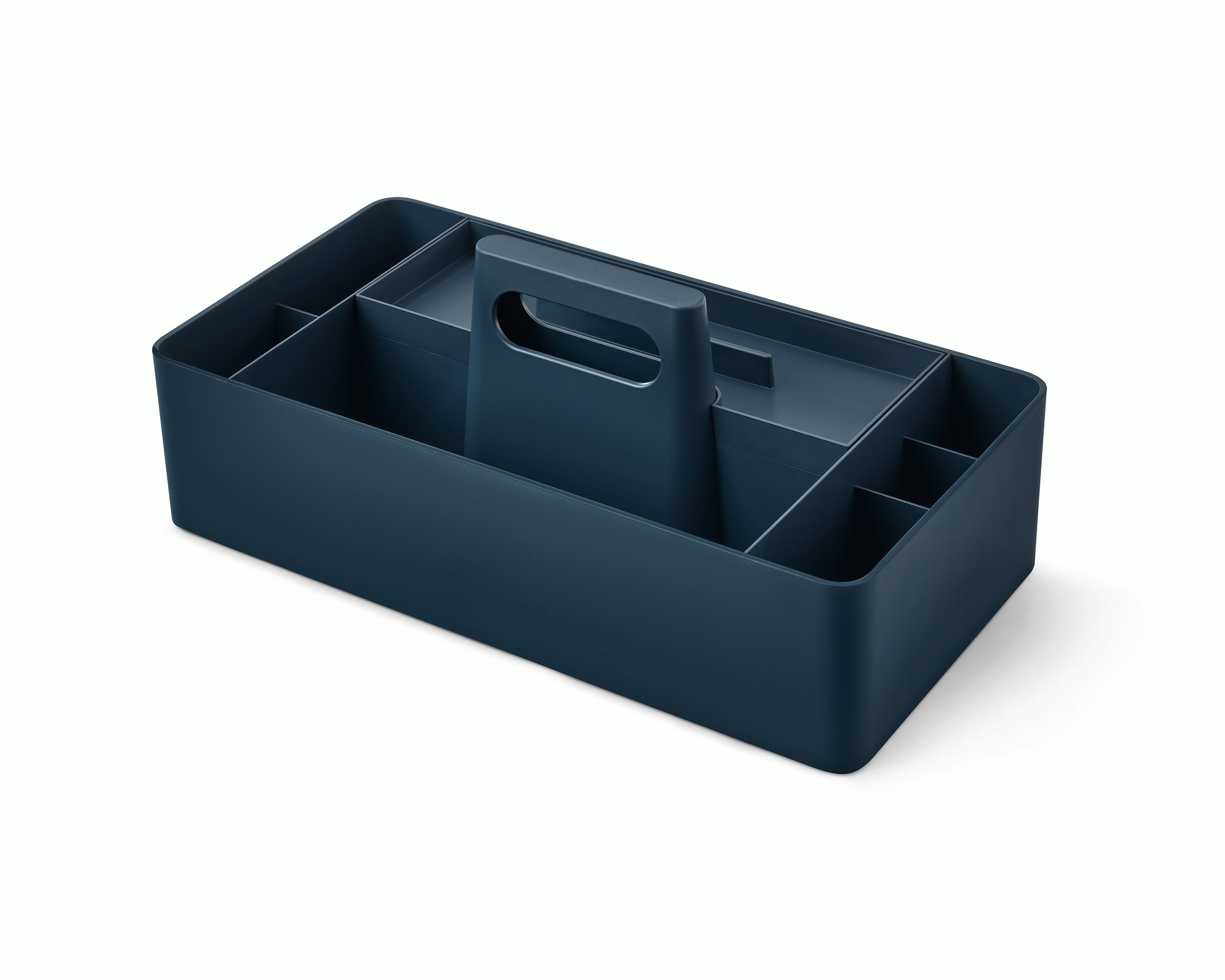 Blue OE1 Workbox, viewed from an angle. 