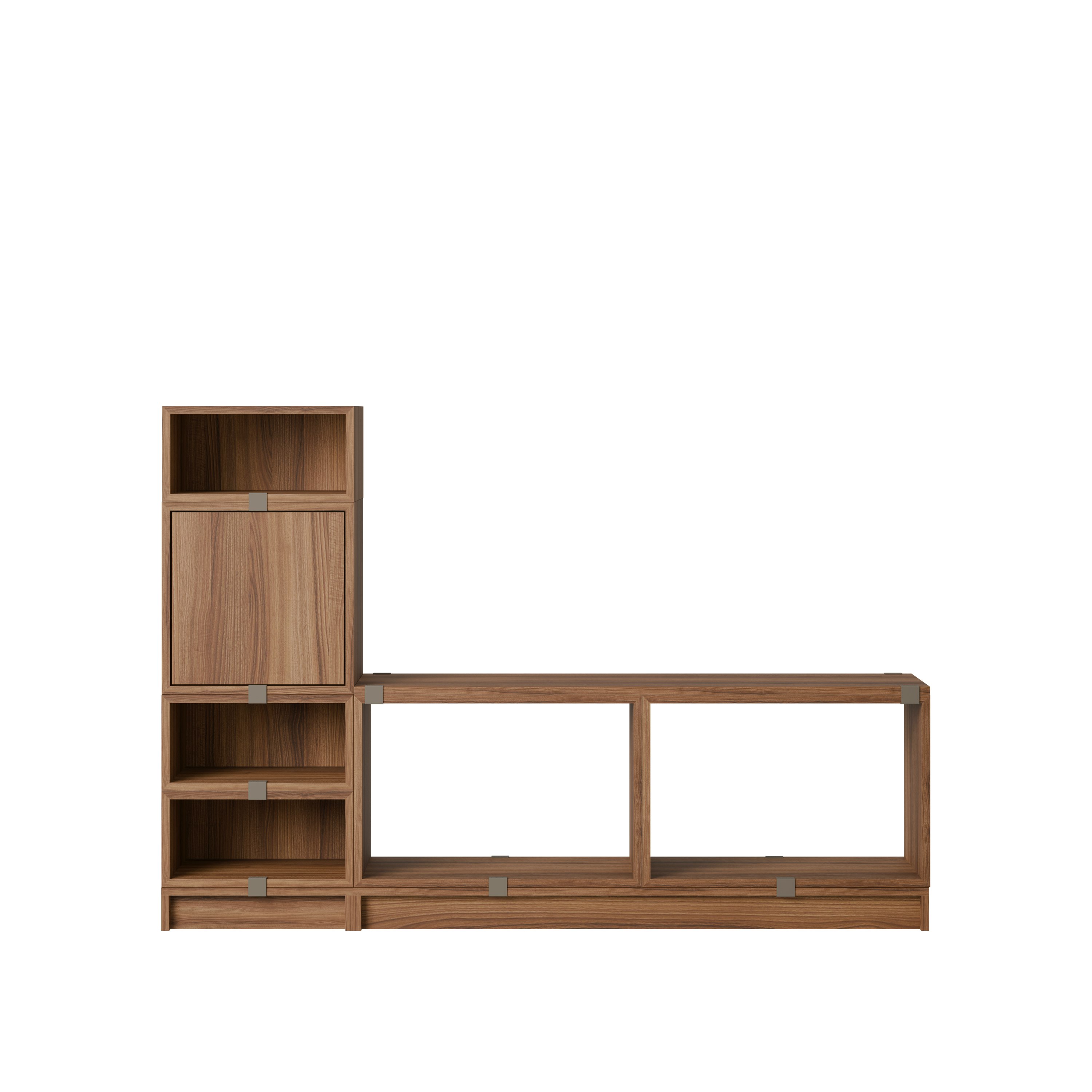 Stacked Hallway Storage - Configuration 1, Walnut, Plinth
