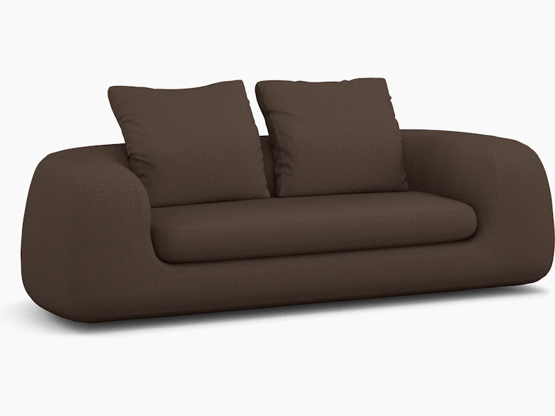 A Atlason Americano Sofa in Pecora, Chocolate viewed from an angle.