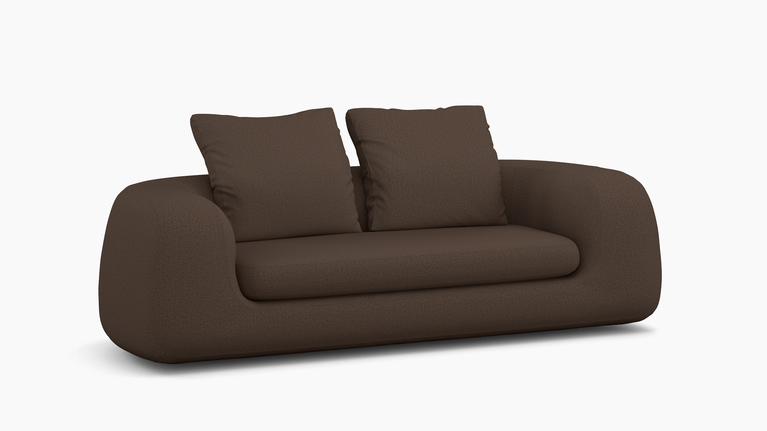 A Atlason Americano Sofa in Pecora, Chocolate viewed from an angle.