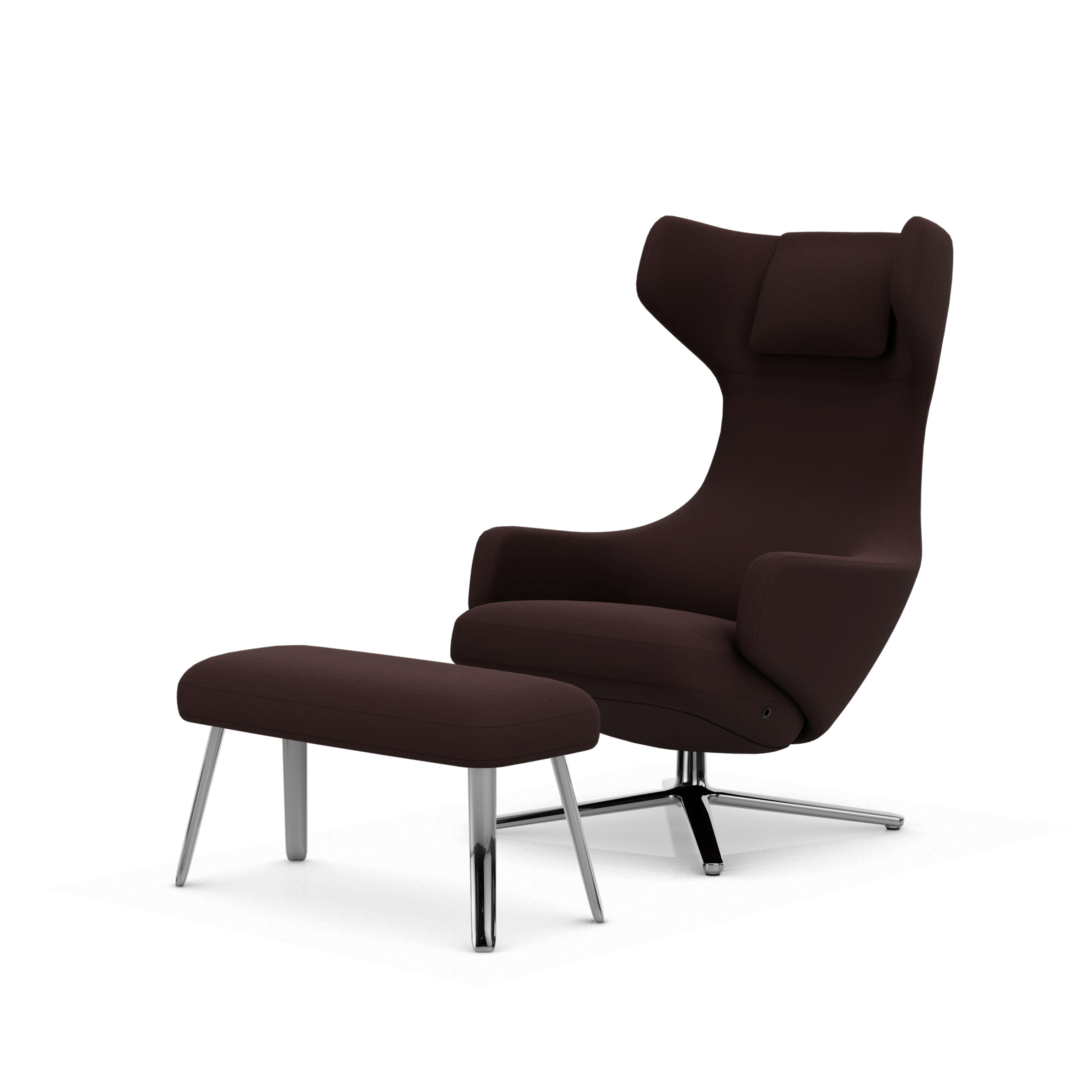 Grand Repos Lounge Chair and Panchina - Volo, Marron, Polished Aluminum