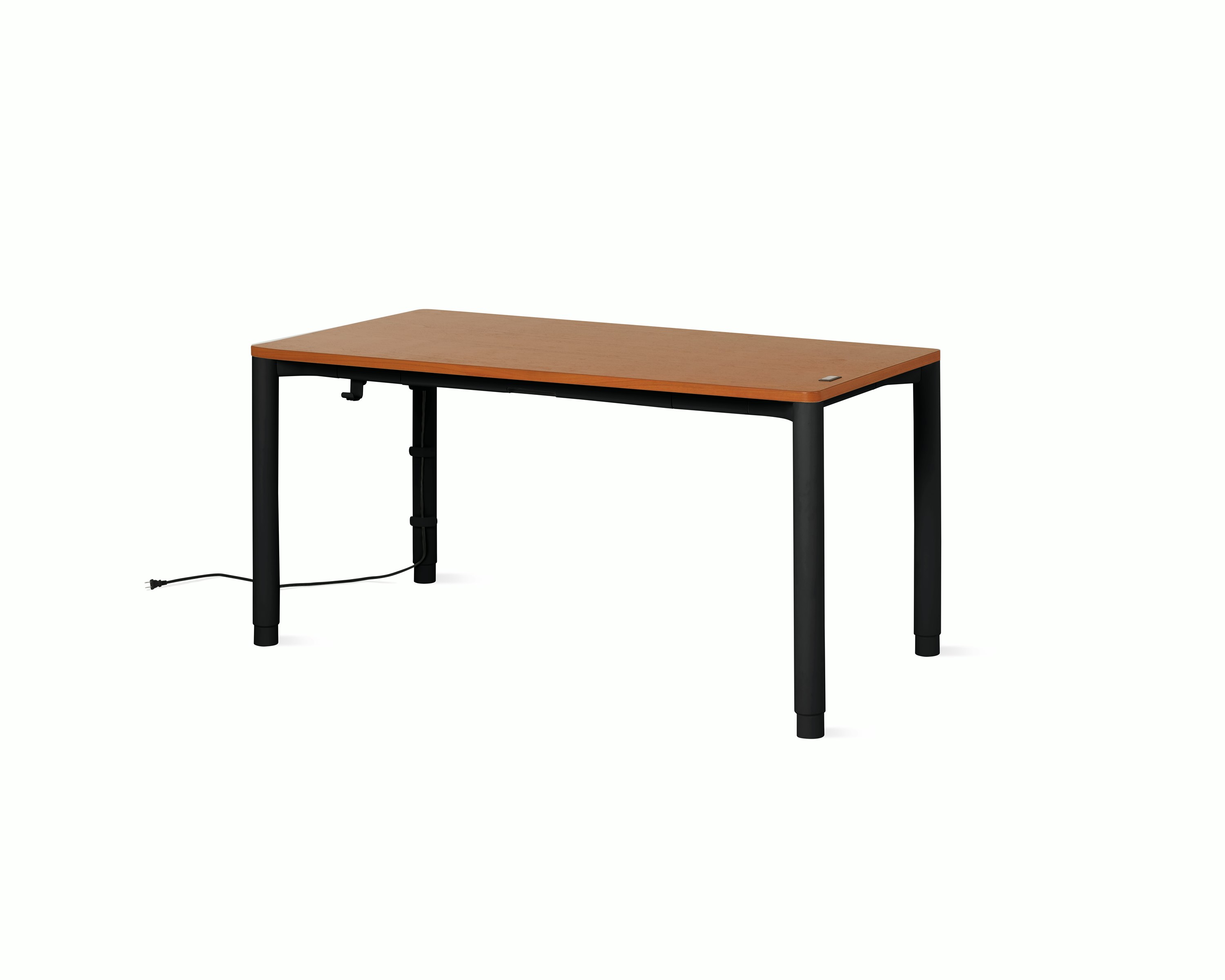 Spout S2S Table - 30" x 60"",  Veneer Walnut,  Ultra Black,  With Cable Tray,  With Storage Drawer,  Standard Height"