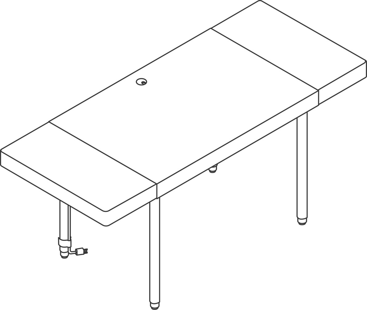 A line drawing - New Canaan Leatherwrap Sit-to-Stand Desk | 2 Drawers