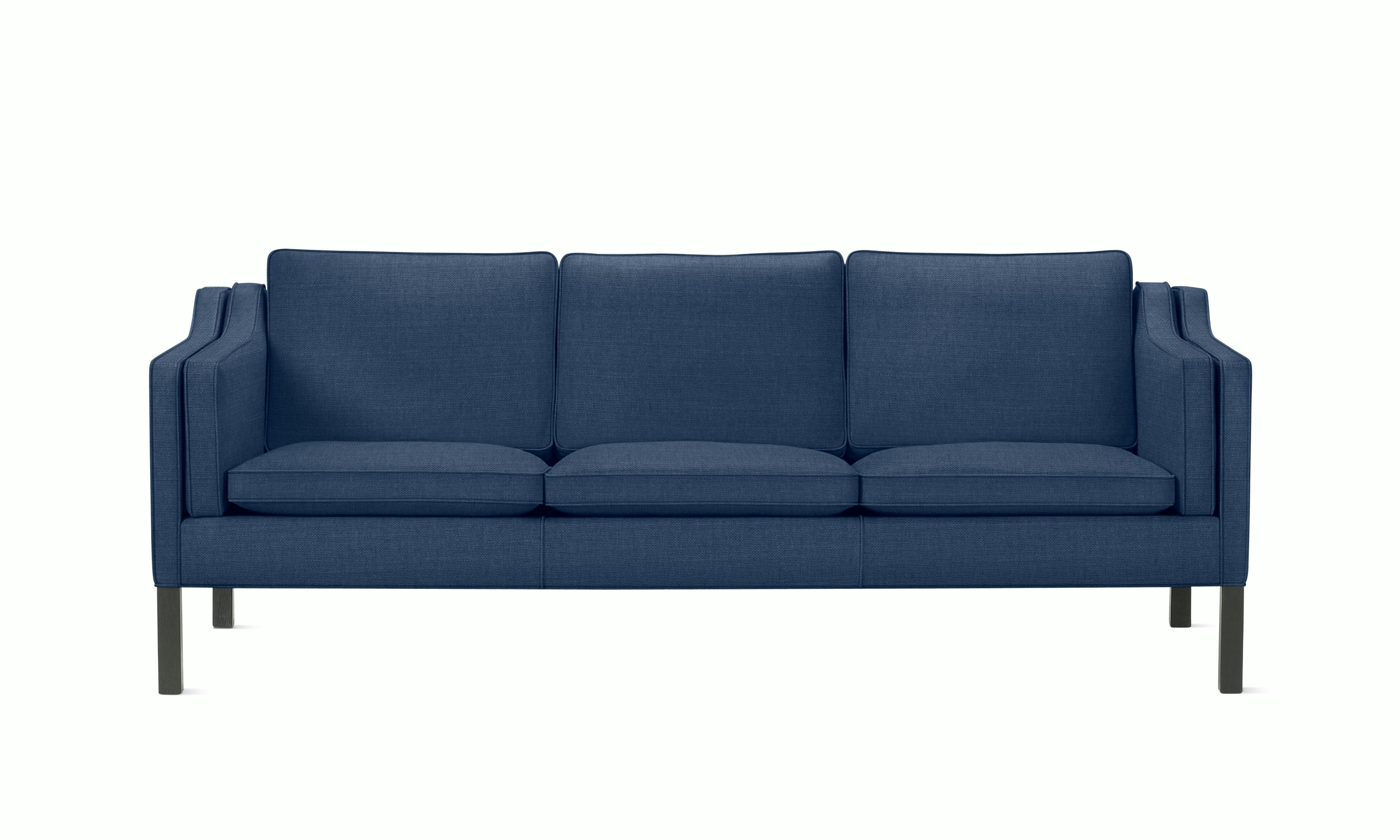 A Mogensen Sofa in black f viewed from the front.