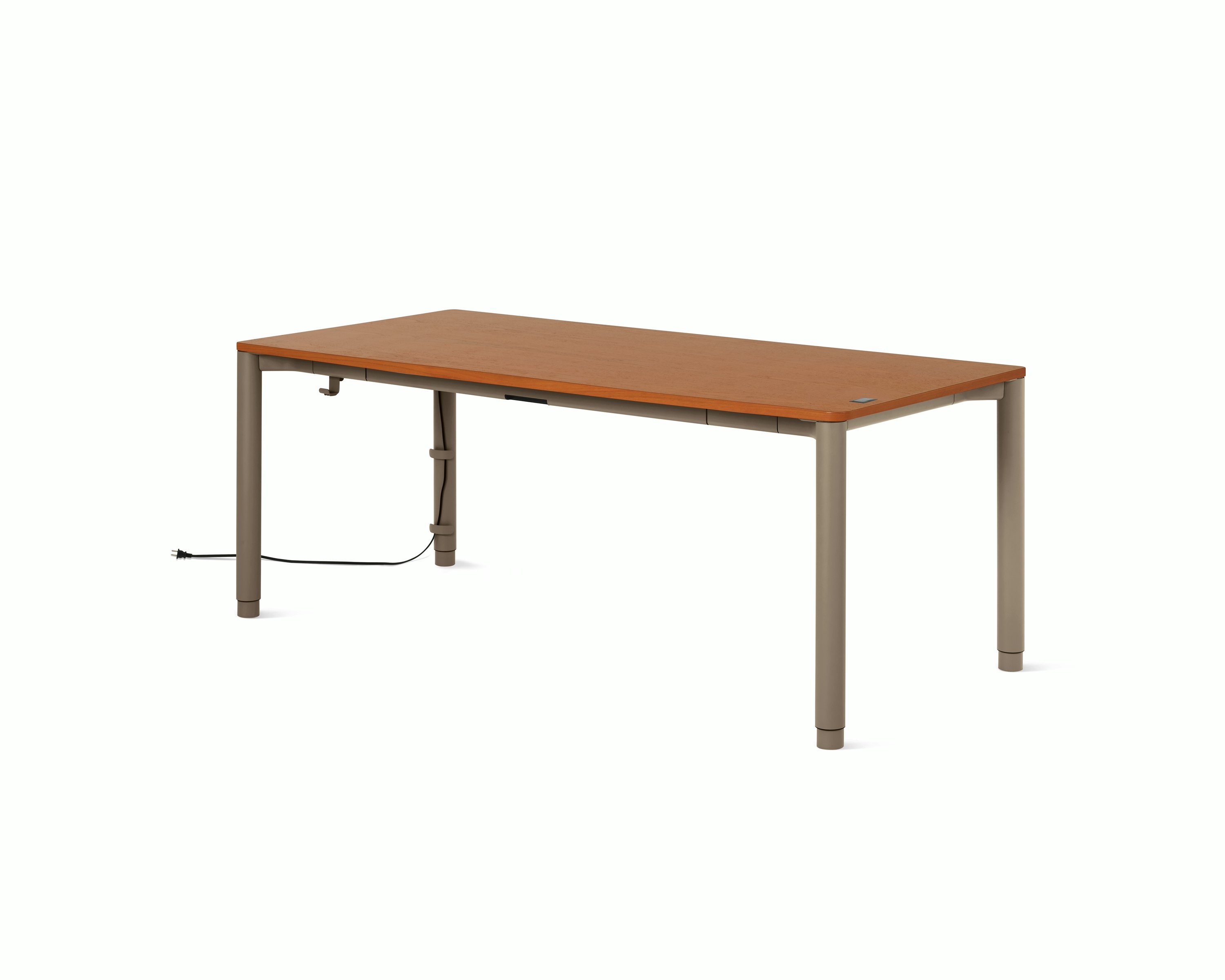 Spout S2S Table - 36" x 72"",  Veneer Walnut,  Cocoa,  With Cable Tray,  With Storage Drawer,  Standard Height"