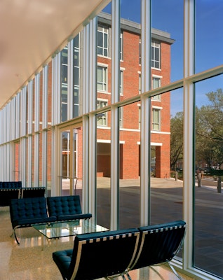 Mies van der Rohe Barcelona Lounge Chair with Glass Metal Table