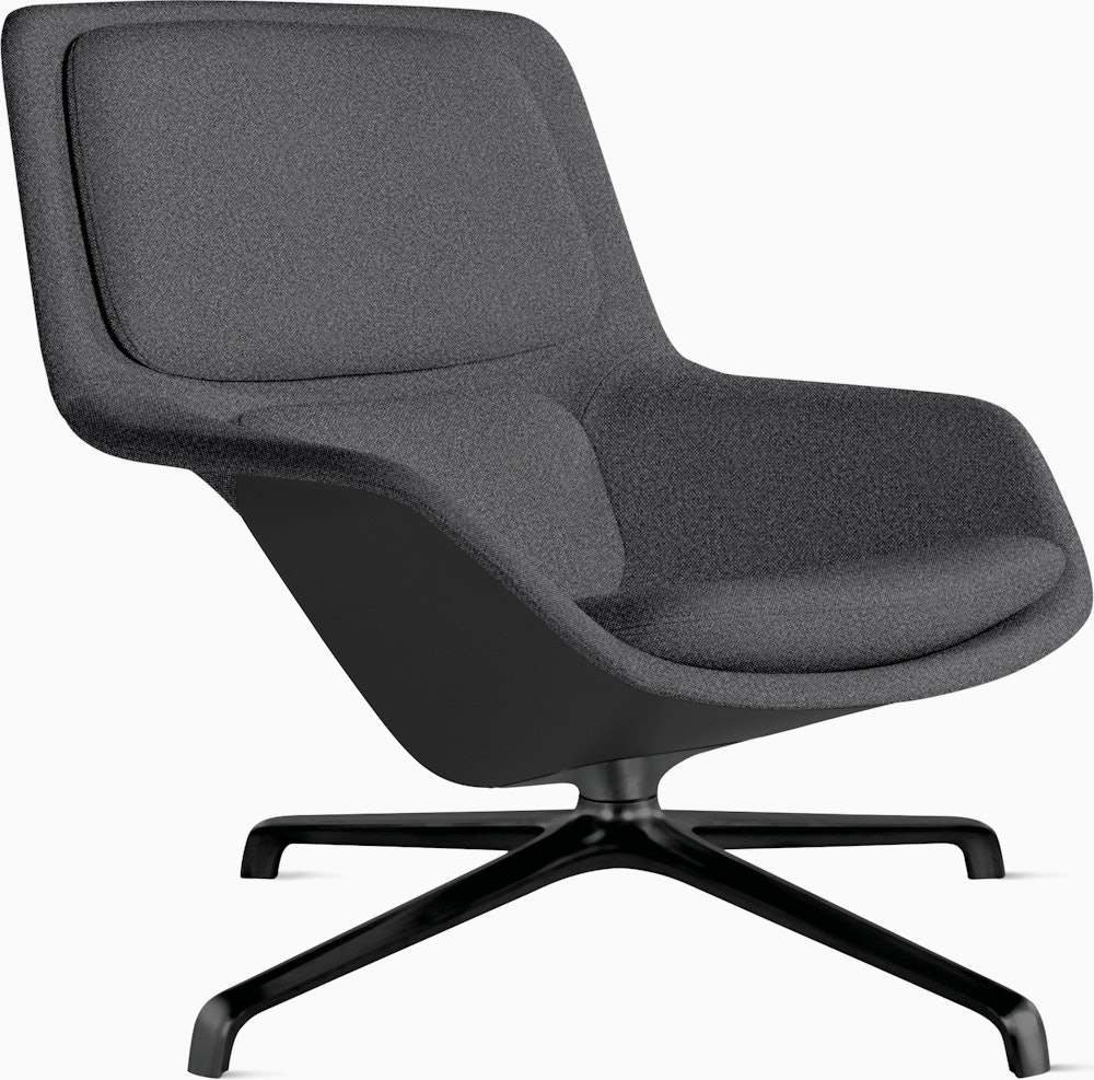 Striad Lounge Chair - Mid Back,  Beck,  Molecule,  Black,  4-Star Swivel,  Black