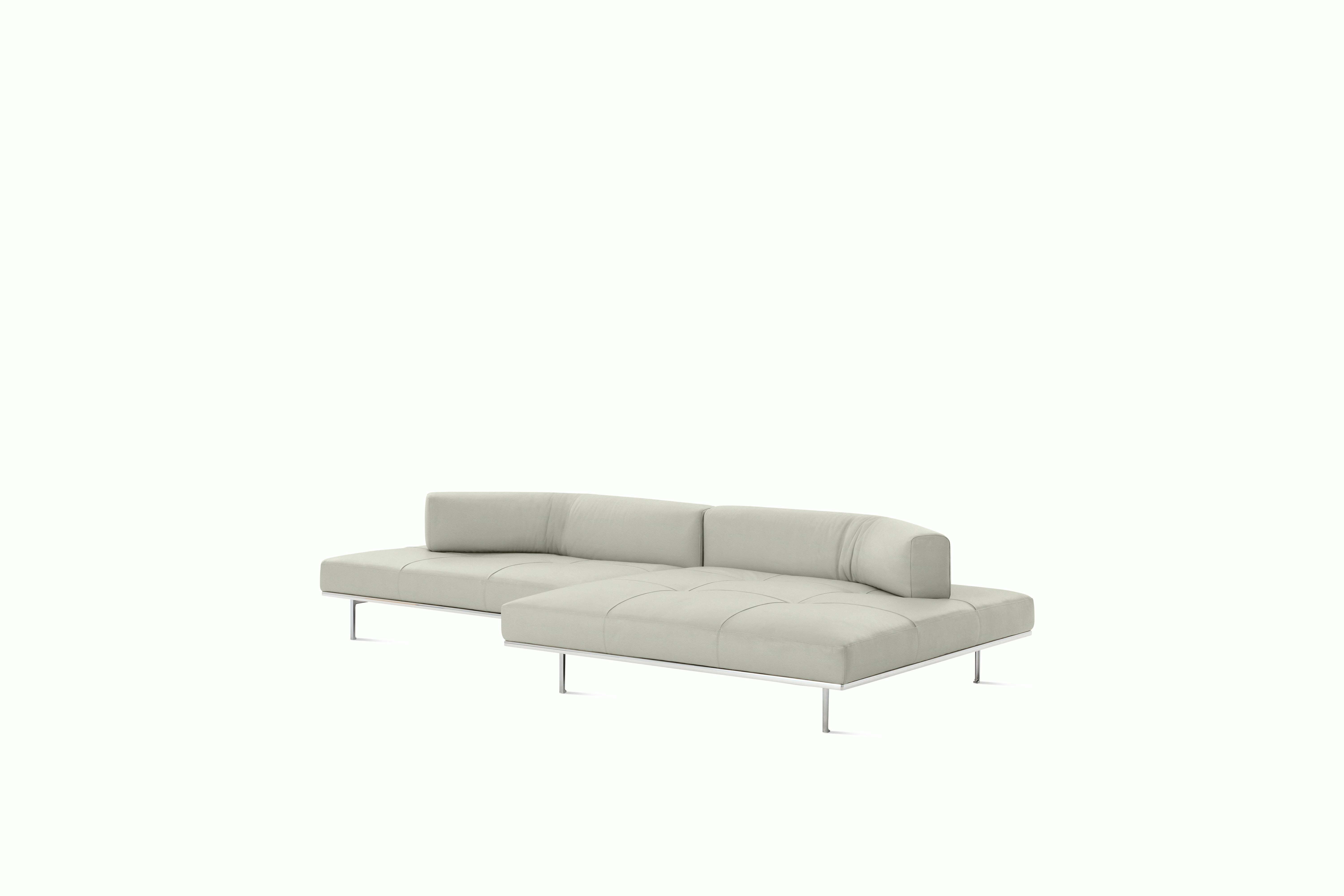 Matic Sectional- MH12 Config - Chaise Sectional,  Left,  Quilted,  Sabrina Leather,  Arctic Tern,  Chrome