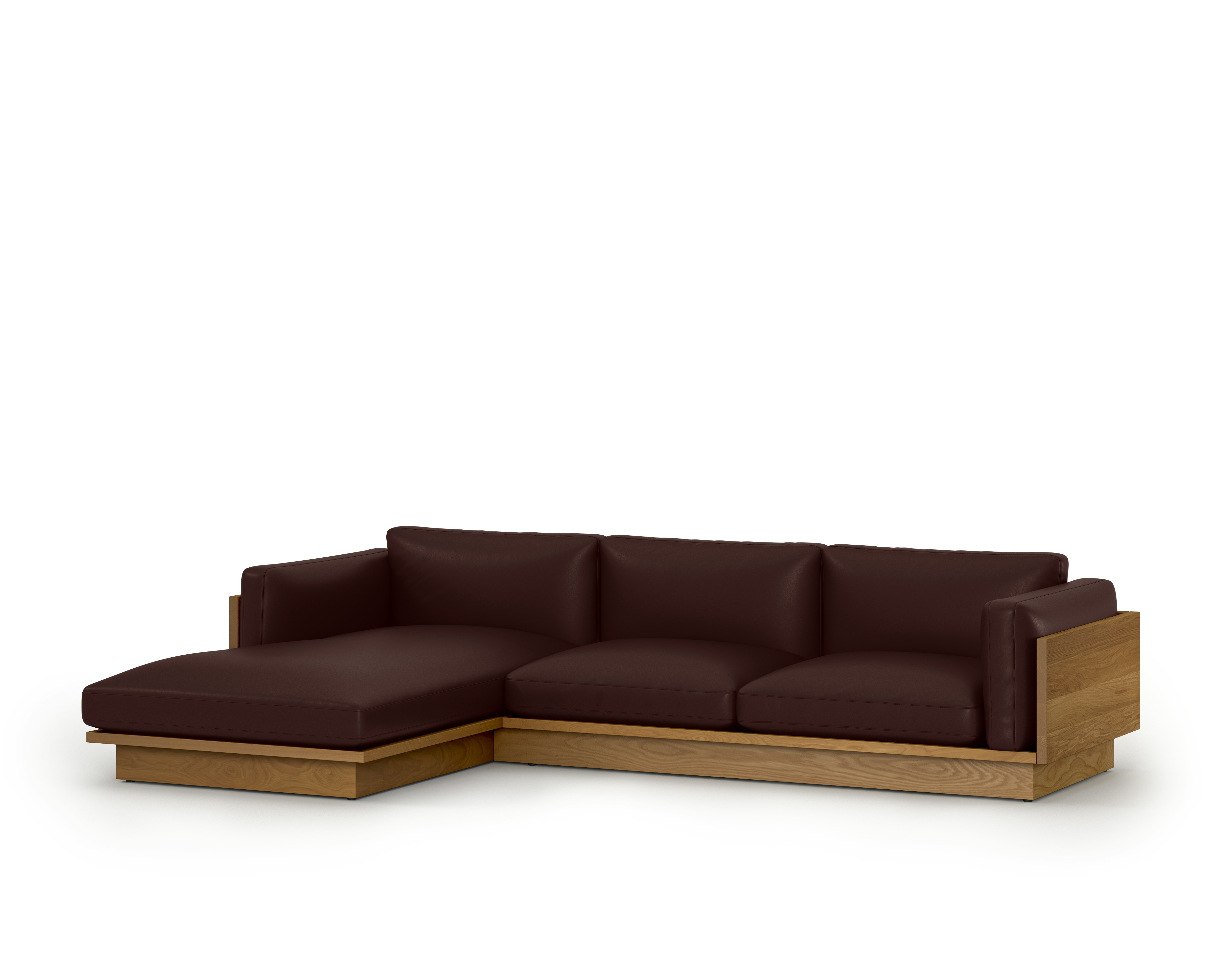 Pawson Drift Chaise Sectional - Left, Raise Leather, Centurion, White Oak