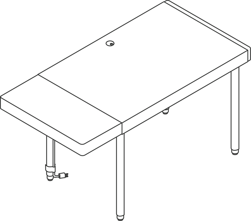 A line drawing - New Canaan Height-Adjustable Desk | Leatherwrap | Drawer Left