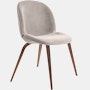 Beetle Side Chair - side chair,  velvet,  cream,  walnut