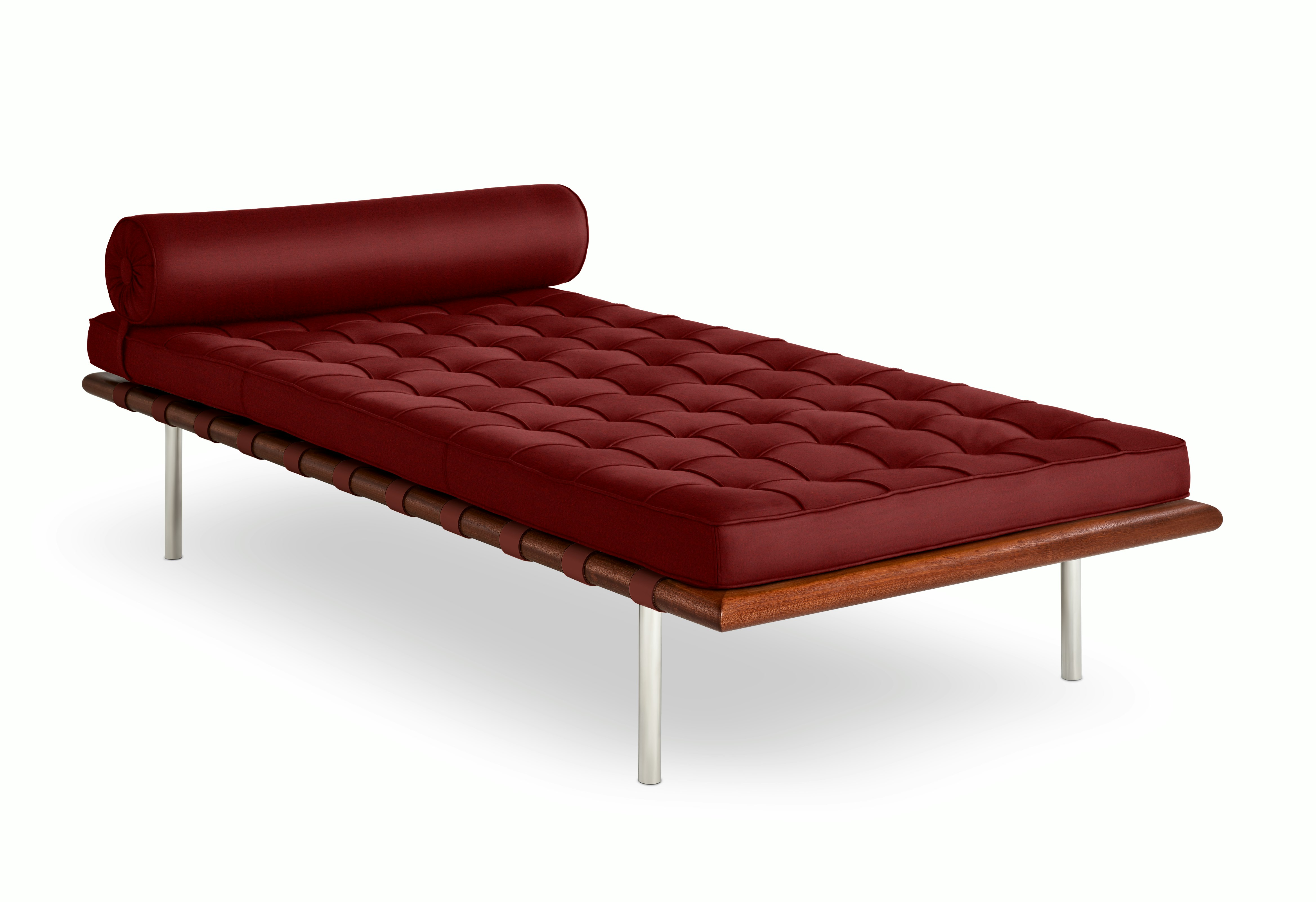 Barcelona Couch in Knoll Velvet,  Flamenco,  Polished Chrome