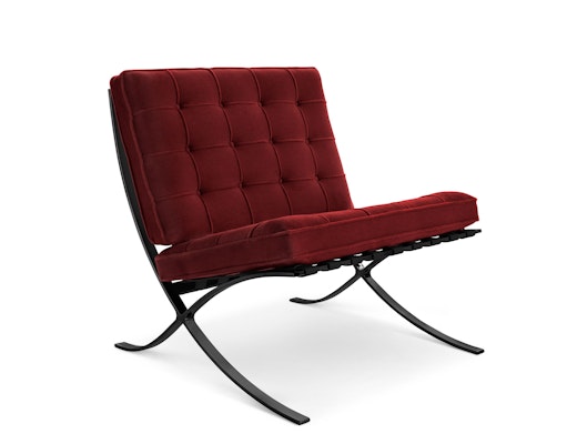 Barcelona Chair in Knoll Velvet - Flamenco, Onyx Ultra Matte Barcelona Chair