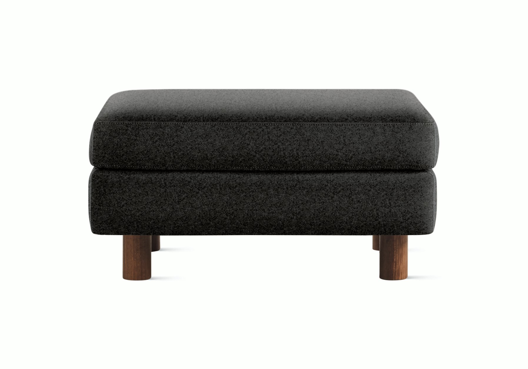 Lispenard Ottoman in heathered black with 4" legs.