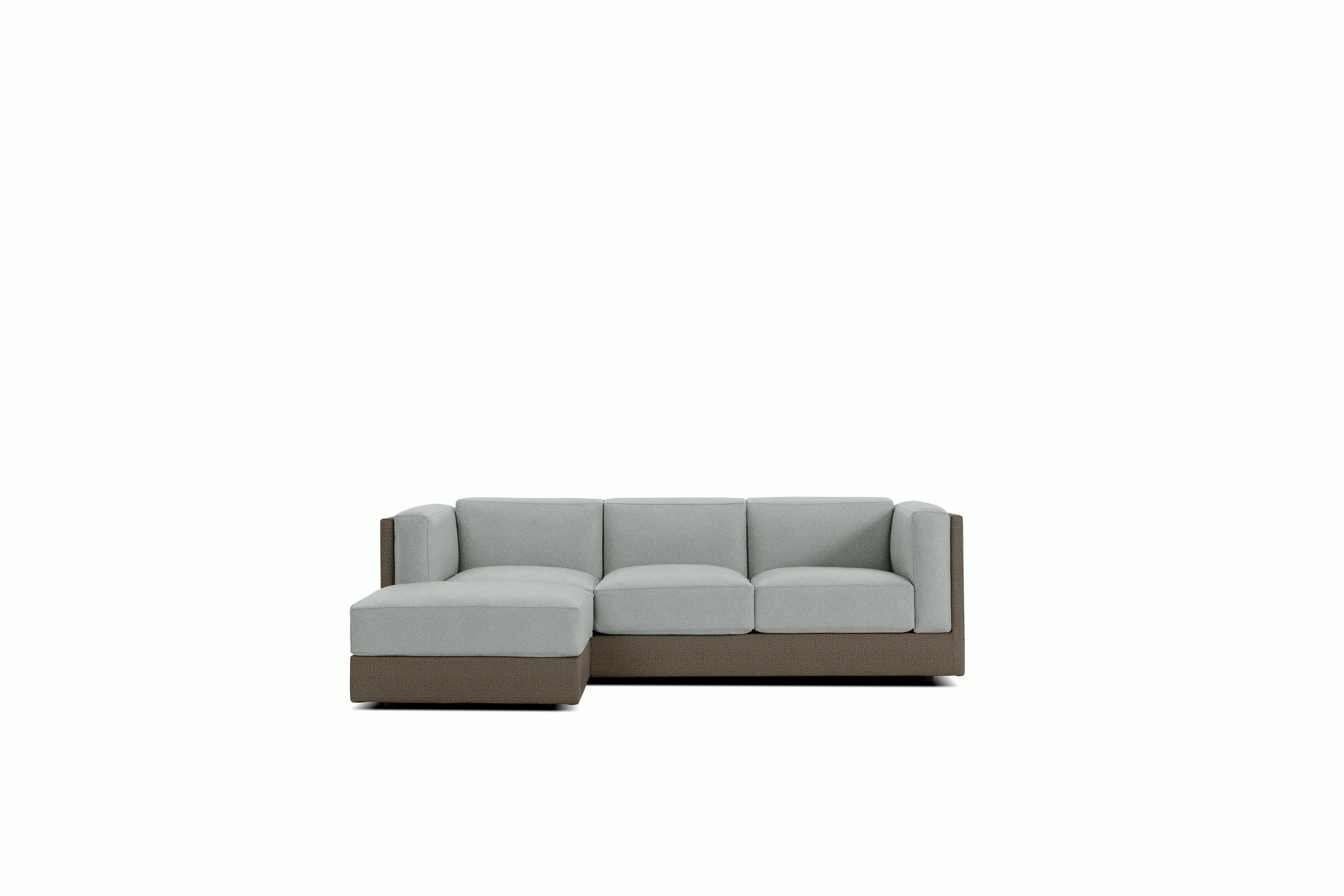 Symme Sectional Chaise - Fabric Frame,  Pebble Weave,  Bark,  Pecora,  Grey