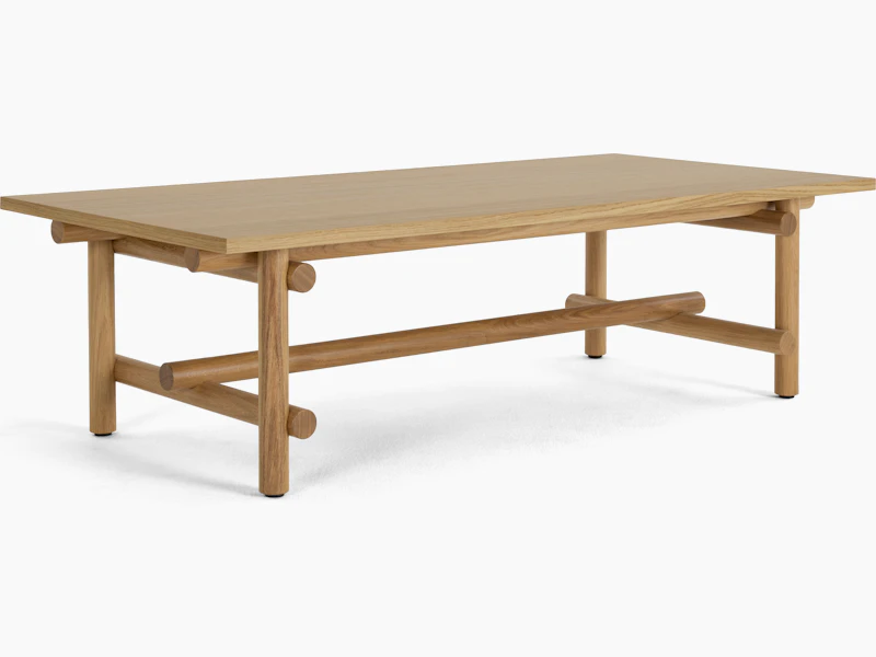 A Muecke Coffee Table in White Oak viewed from an angle.