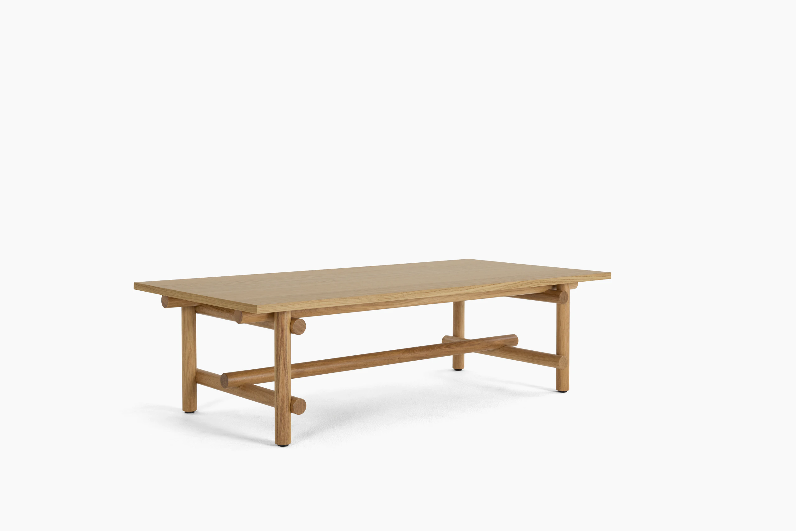 A Muecke Coffee Table in White Oak viewed from an angle.