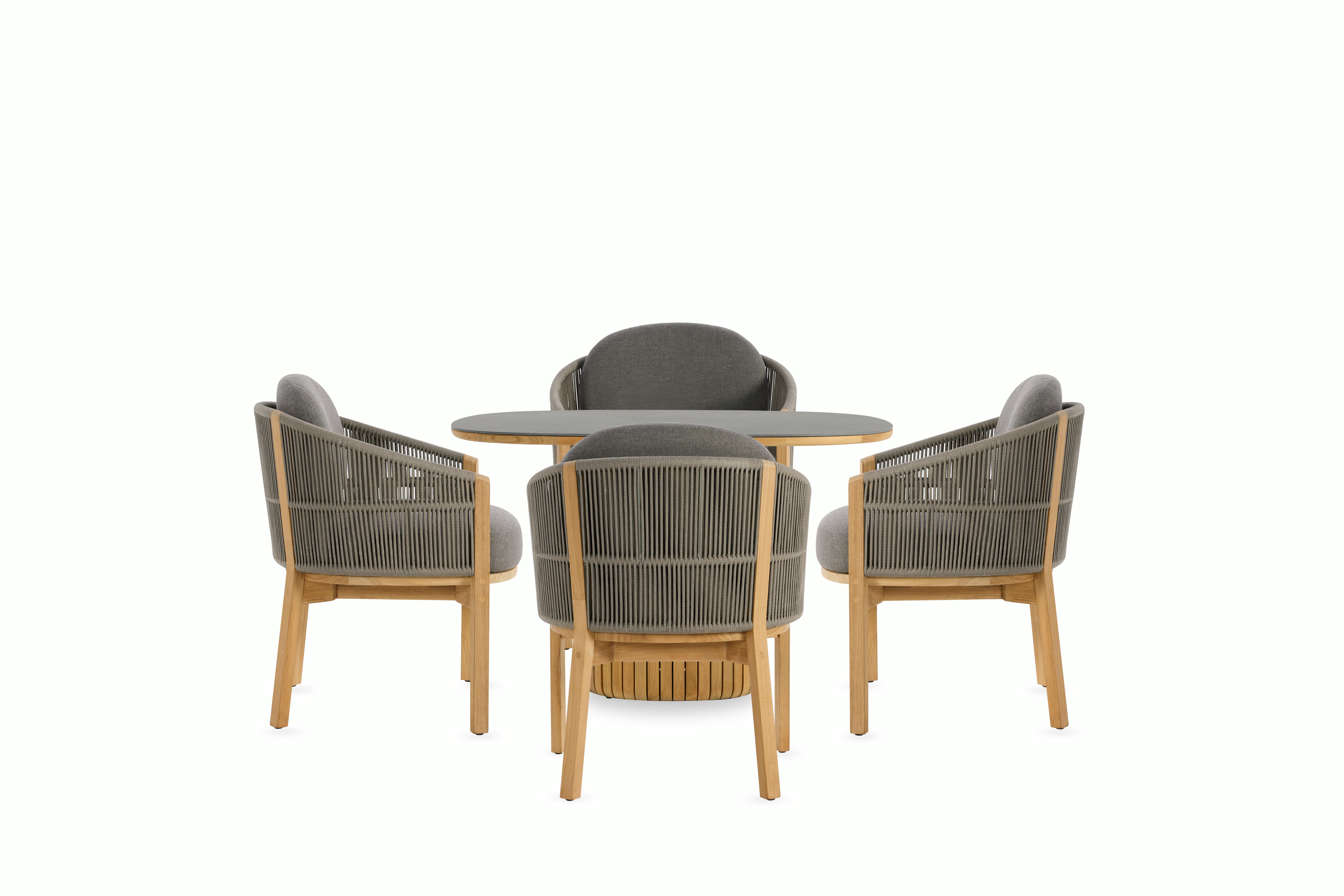 Softlands Dining Set - Oval Table & 4 Dining Chairs, Blend Coal, 2.0