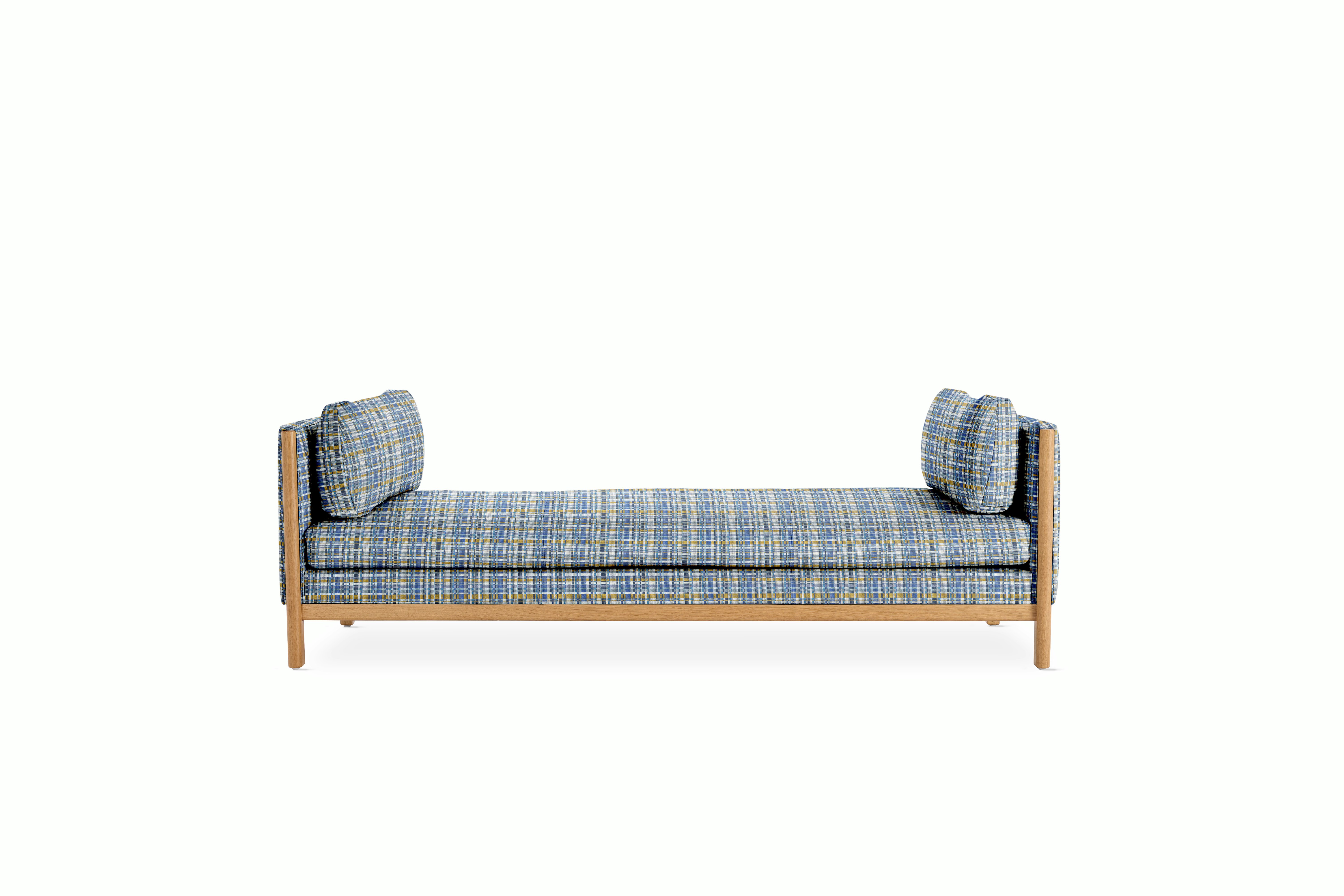 Emmy Chaise  - Without Bolsters,   Stepped Plaid ,   Well ,   Oak