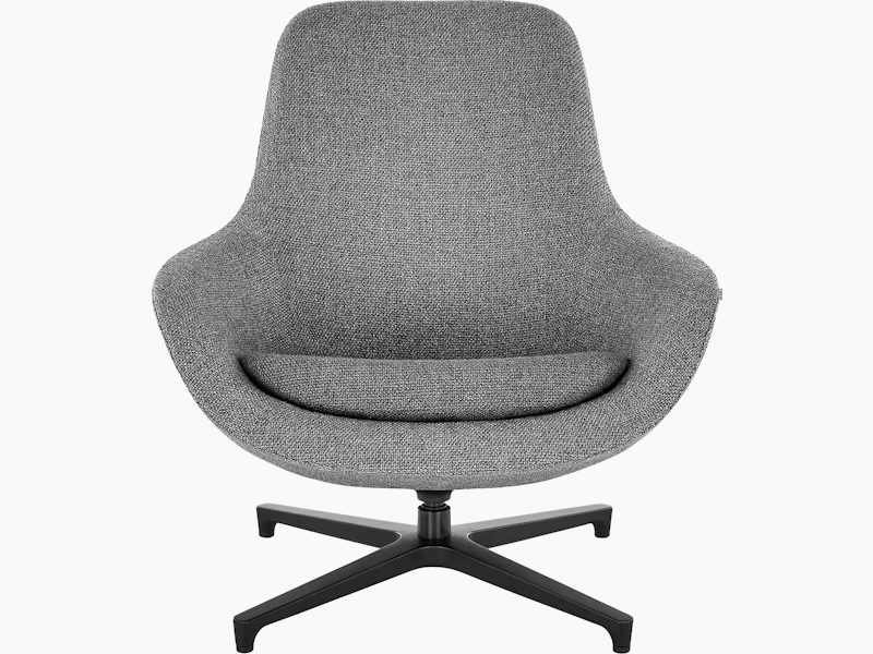 A gray Saiba Lounge Chair with a four-star swivel base, viewed from the front.