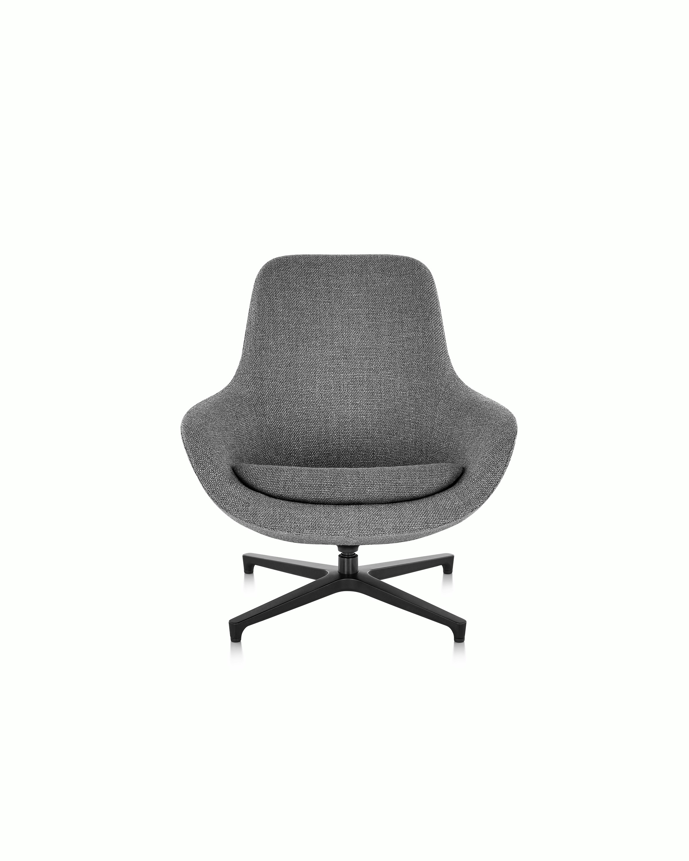A gray Saiba Lounge Chair with a four-star swivel base, viewed from the front.
