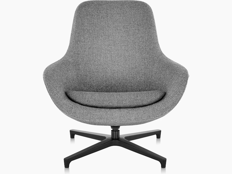 A gray Saiba Lounge Chair with a four-star swivel base, viewed from the front.